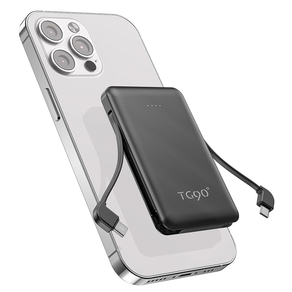 TG90° 6000mAh Ultra Slim Portable Charger - External Battery Pack for iPhone, Samsung, Android Phones - Perfect for Travel, Camping, and Emergency Power Backup
