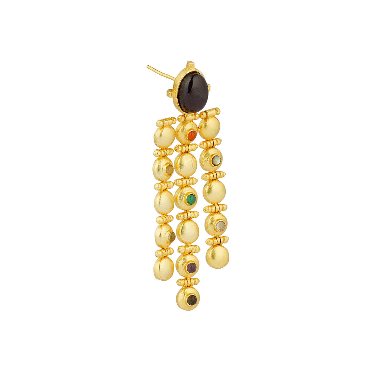 Navratna Power Drops Statement Earrings - Traditional Indian Jewelry for Women - Perfect for Weddings, Festivals & Special Occasions