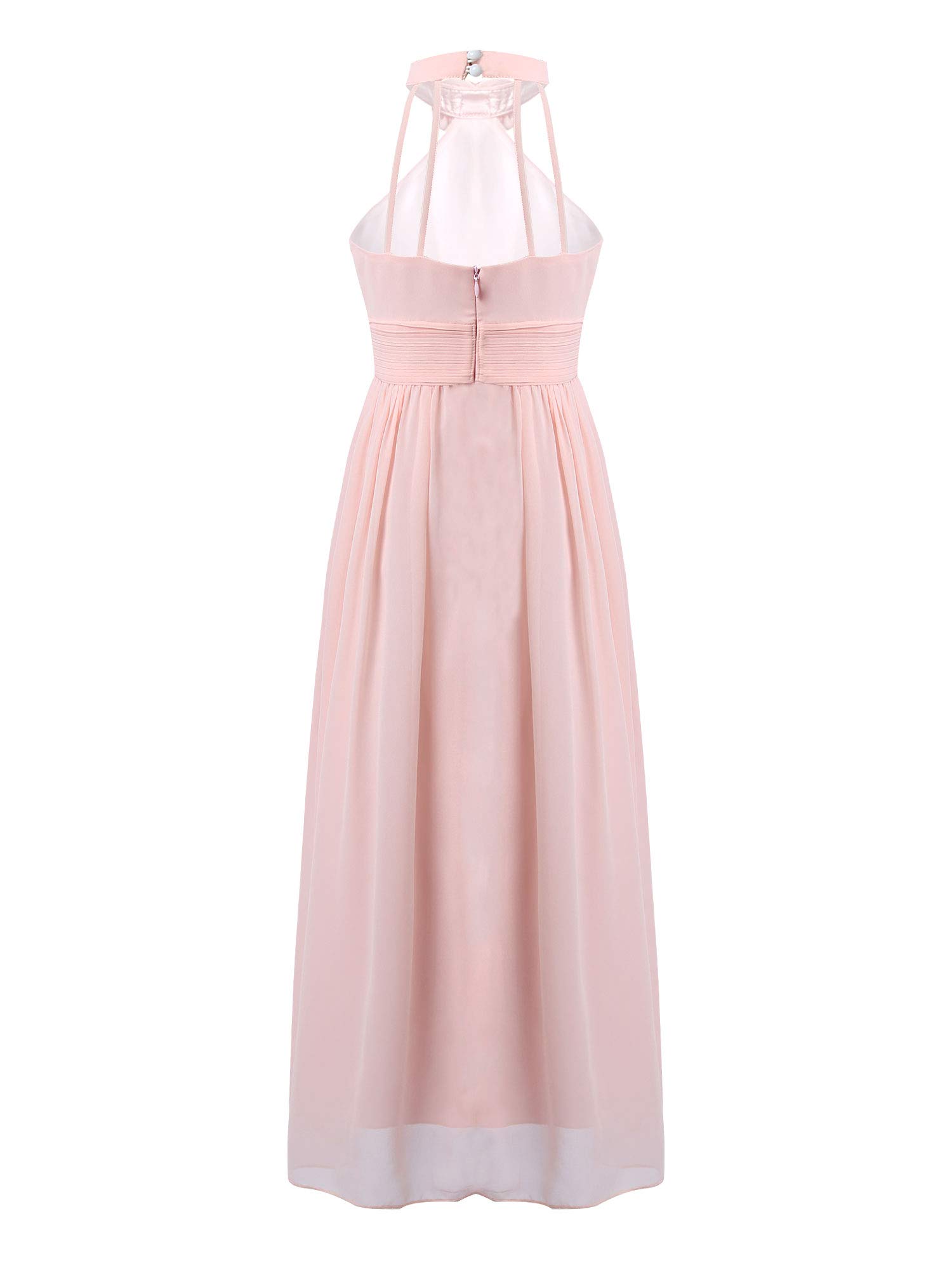 YiZYiF Girls Sleeveless Chiffon Princess Pageant Dress - Junior Bridesmaid Gown with Caged Back for Wedding, Party & Special Occasions | Elegant Kids Formal Maxi Dress for Flower Girls, Pageants & Celebrations