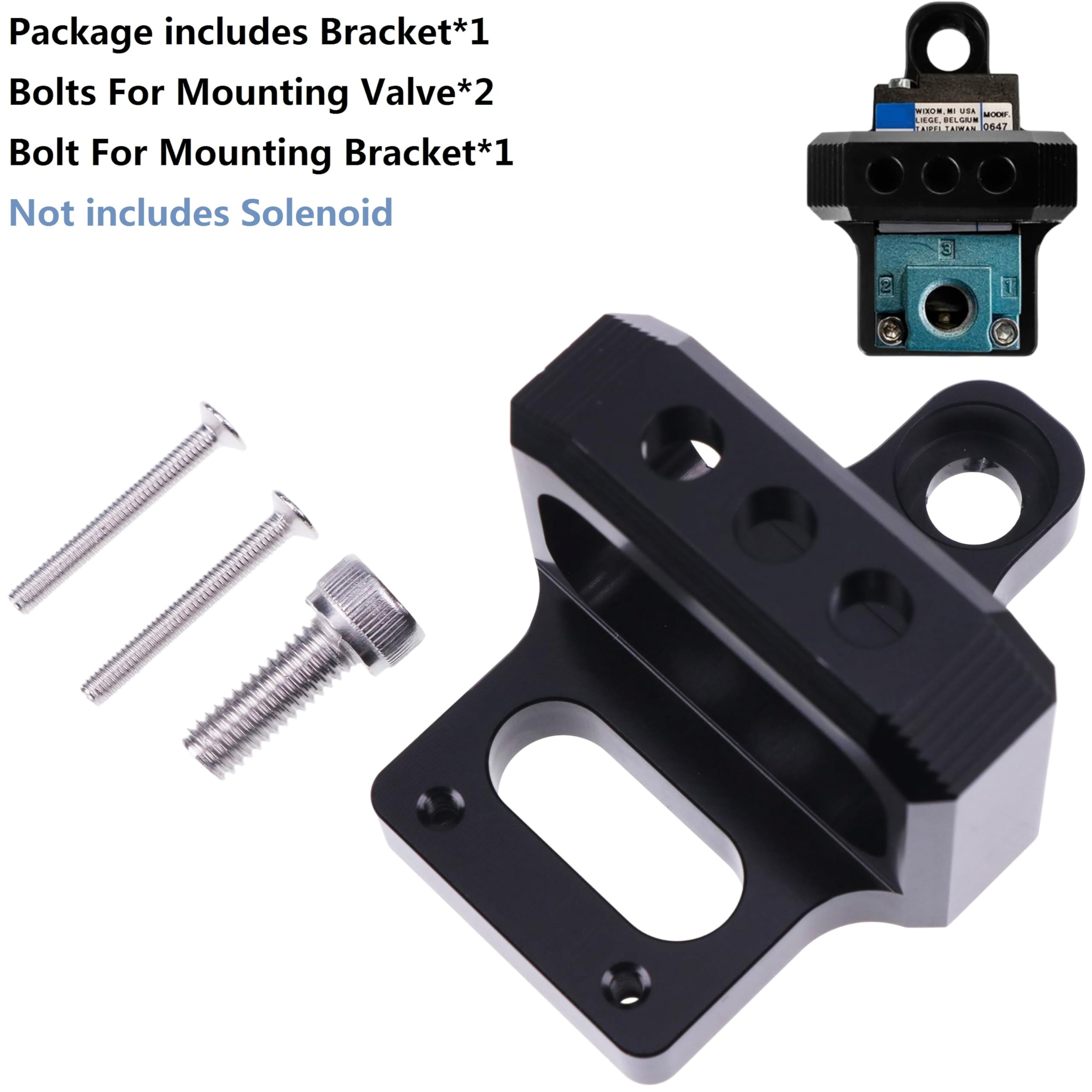 High-Quality CNC Billet Aluminum 3-Port Solenoid Valve Mount Holder Bracket for Mac AEM Boost Controller - Black | Perfect for Automotive Performance Upgrades & Engine Tuning