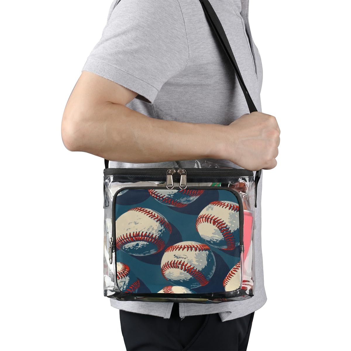 GzLeyigou Clear Baseball Stadium Approved Tote Bag - White Transparent Crossbody Shoulder Bag with Adjustable Strap for Outdoor, Travel, Picnic, Concerts & Sports Events | Perfect for Baseball Games, Beach Trips, and Music Festivals