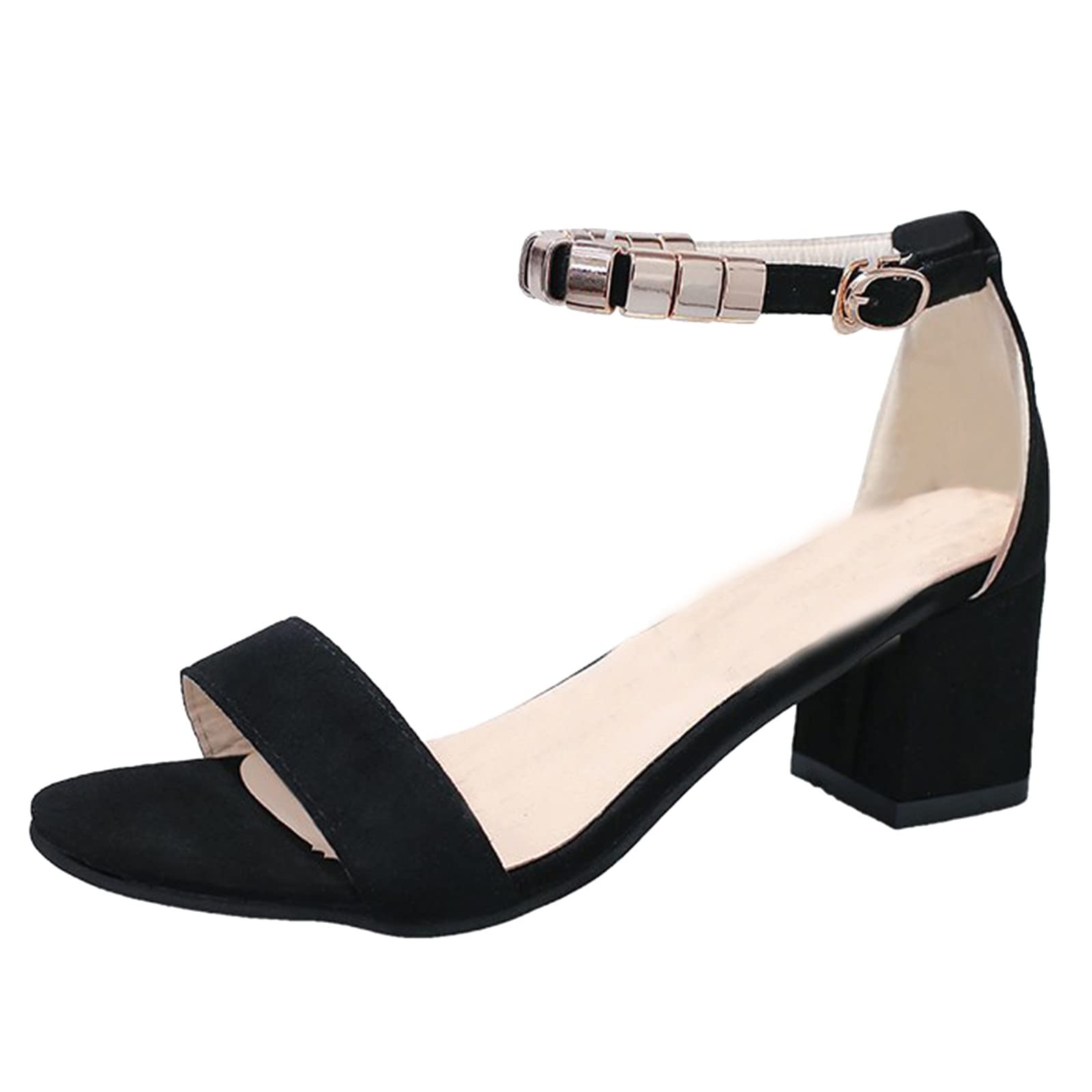 Women's Glittering Gold High-Heeled Wide Sandals - Summer Fashion Black Dressy Sandals for Parties, Weddings & Beach Vacations