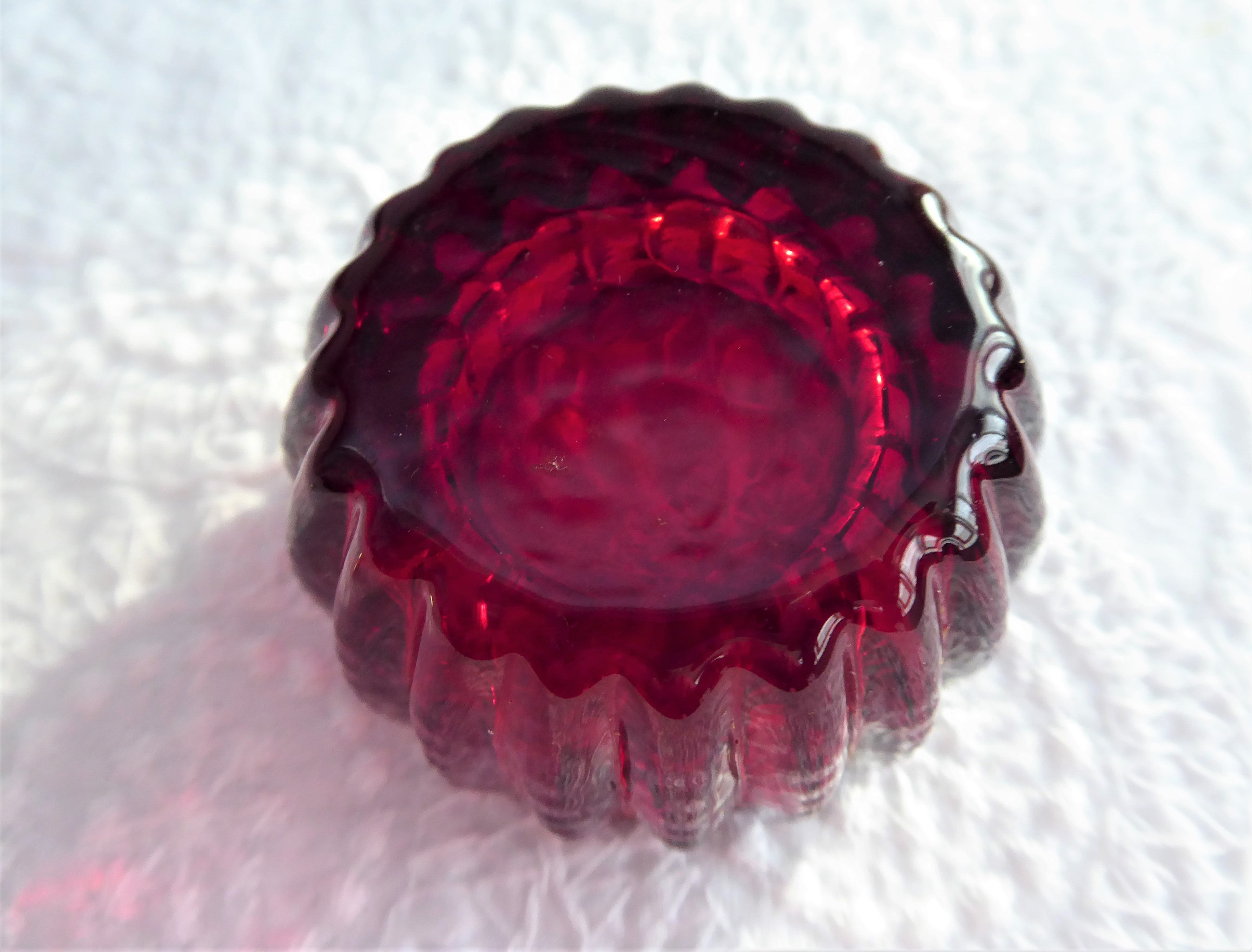 Vintage Ruby Red Glass Salt Dip & Teabag Holder - Imperial Glass Zipper Open Salt Container 1970s Retro Kitchenware for Tea Parties & Collectors