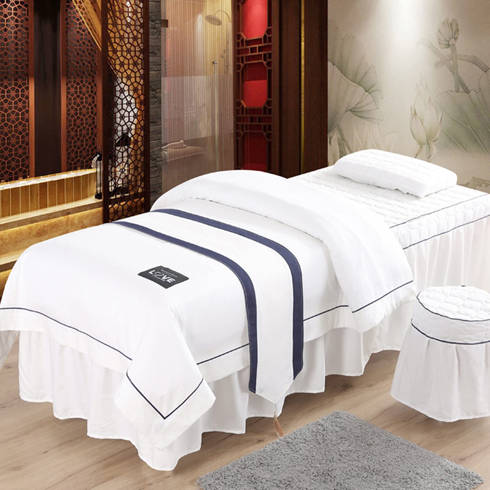 4-Piece Microfiber Massage Table Sheet Set - Soft Spa Beauty Bed Cover, European Solid Color Salon & Massage Bedding for Physiotherapy - Perfect for Professional Spas, Home Massage, and Wellness Centers