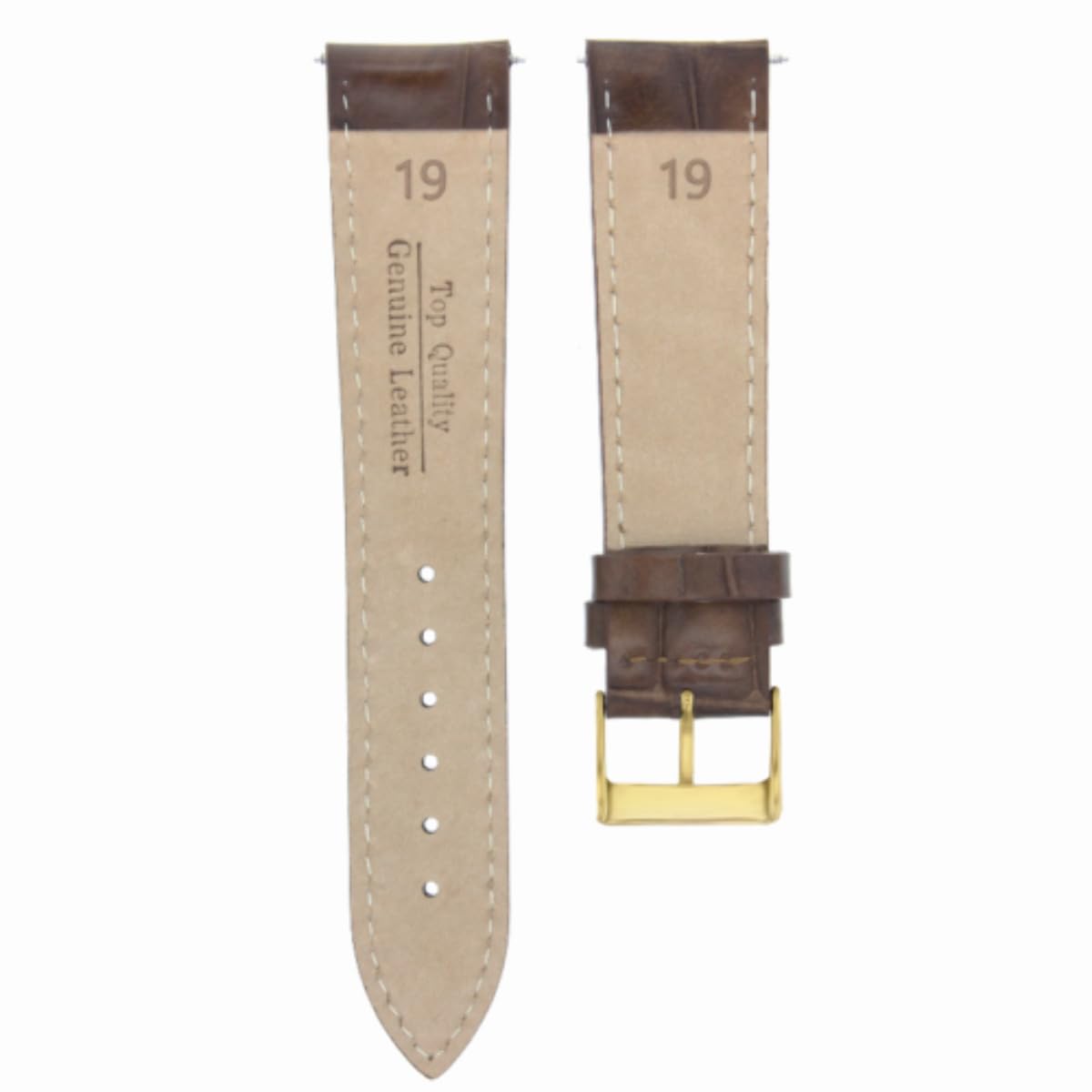 19mm Genuine Leather Watch Band Strap for Omega Speedmaster & Seamaster - Dark Brown with Gold Buckle | Replacement Watch Strap for Men's Luxury Watches | Perfect for Business, Casual & Formal Occasions