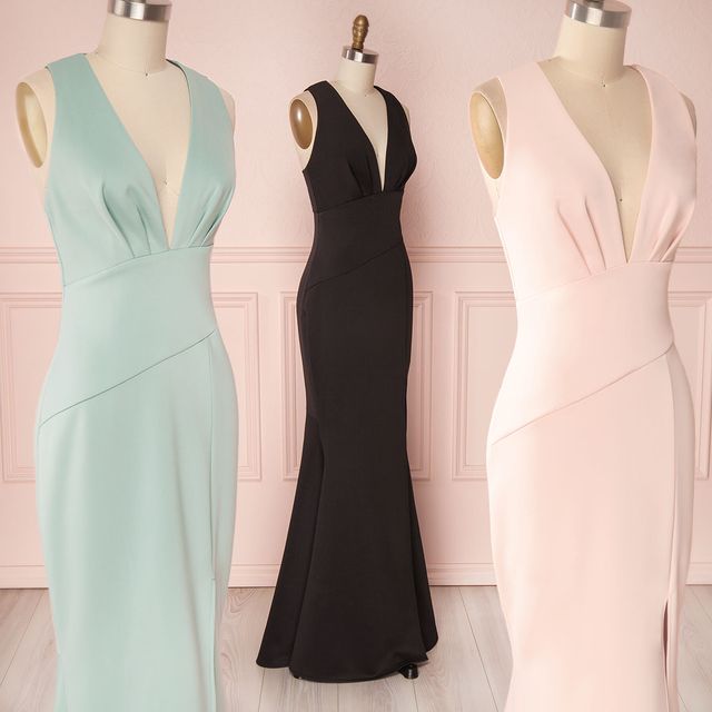 Elegant Mermaid V-Neck Long Satin Wedding Guest Dress - Perfect for Bridesmaids, Formal Events & Evening Parties