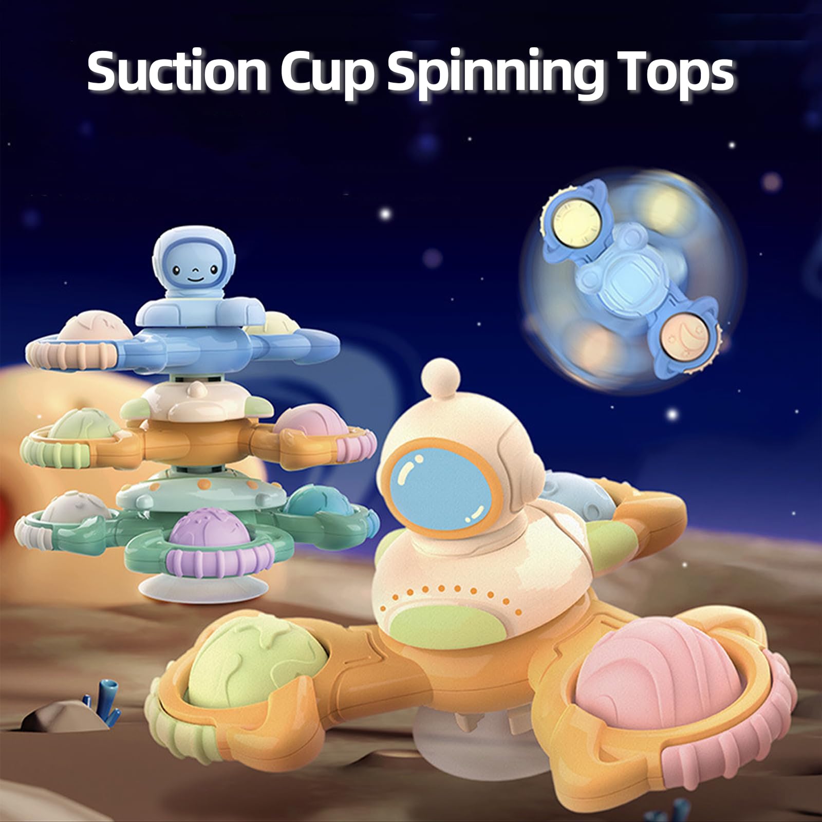 Jollybaby 3PCS Suction Cup Spinner Toys for Toddlers - Fun Spinning Tops for Boys & Girls, Sensory Bath Toys & Birthday Gift for Infants - Perfect for Bathtime Play, Sensory Development & Early Learning