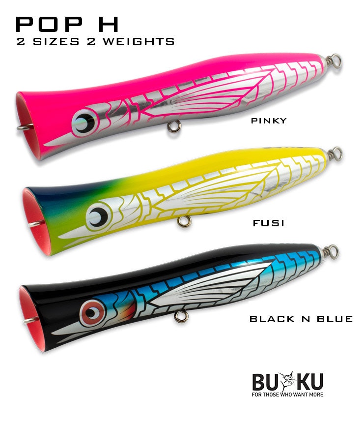 Buku Lures Pop H Fishing Lures - Topwater Popper for Bass, Trout, and Saltwater Fish - Ideal for Freshwater and Saltwater Fishing Adventures