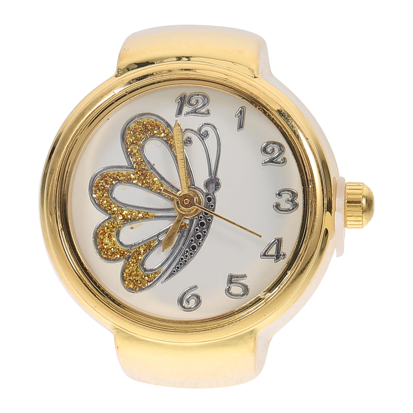 Elegant Gold Butterfly Finger Ring Watch - Vintage Round Quartz Timepiece for Women & Men - Perfect for Weddings, Valentines Day & Special Occasions