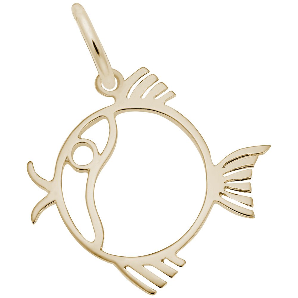 10K Yellow Gold Fish Charm Pendant - Elegant Jewelry for Bracelets & Necklaces - Perfect for Gifts, Beach Parties & Summer Fashion Accessories