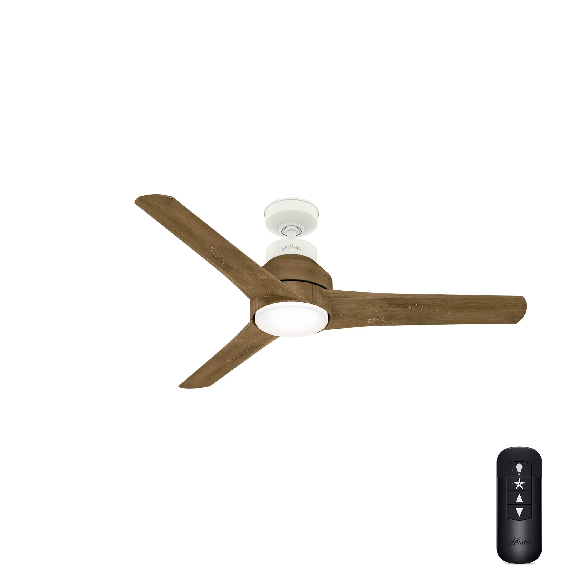 Hunter Fan 52 Inch White Outdoor Ceiling Fan with LED Light Kit & Remote Control - Matte Finish, Weather-Resistant - Perfect for Patio, Deck, Porch & Backyard