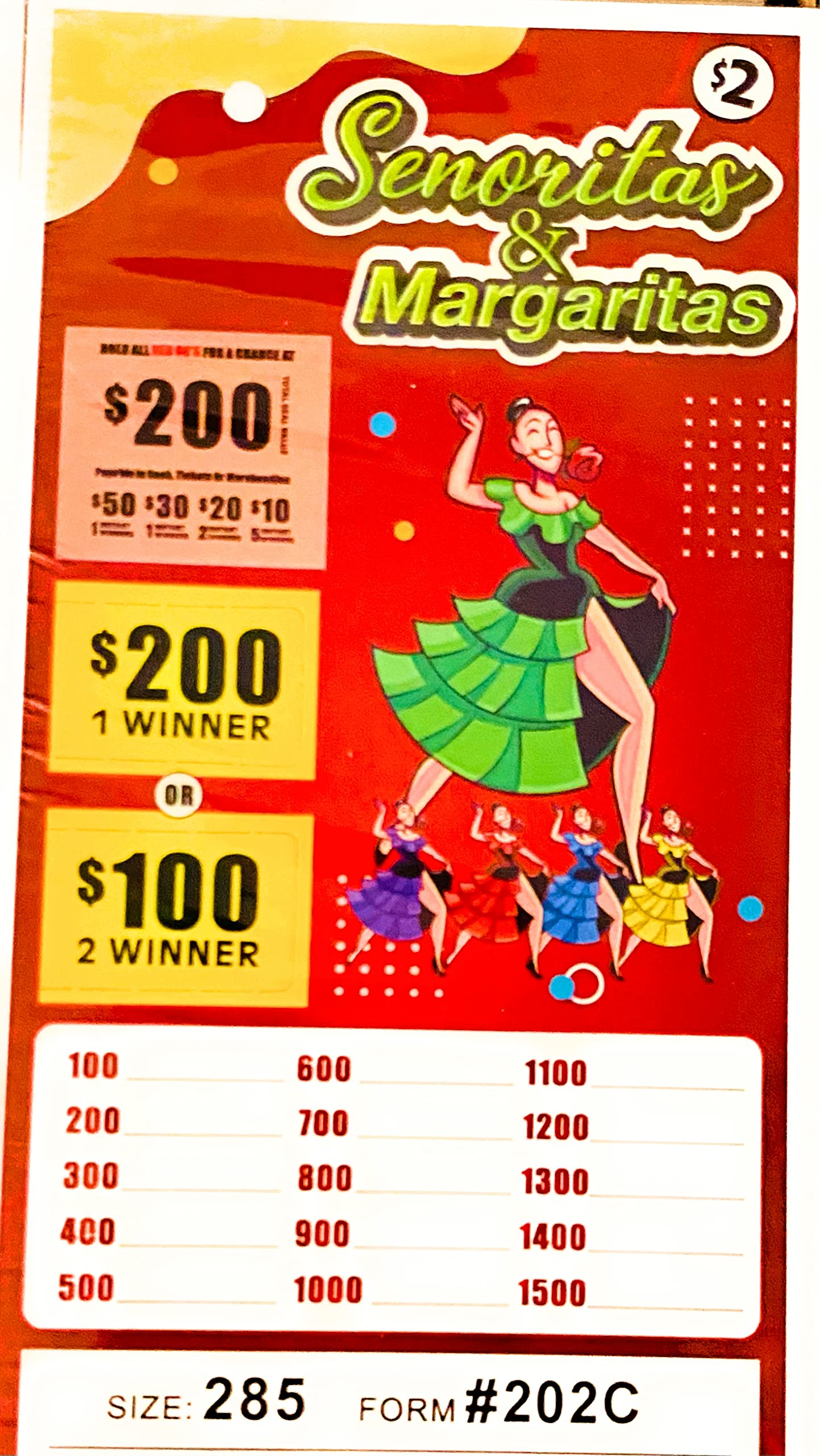 Premium Pull Tab Seal Card Holders - 285 Count for Senoritas & Margaritas Theme Parties | Perfect for Bingo Nights, Casino Events & Fundraisers