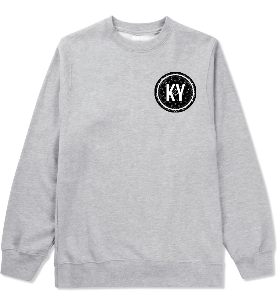 Kings Of NY KY Kentucky Bandana Print Men's Crewneck Sweatshirt | Vintage Style Pullover Hoodie for Streetwear & Casual Outfits
