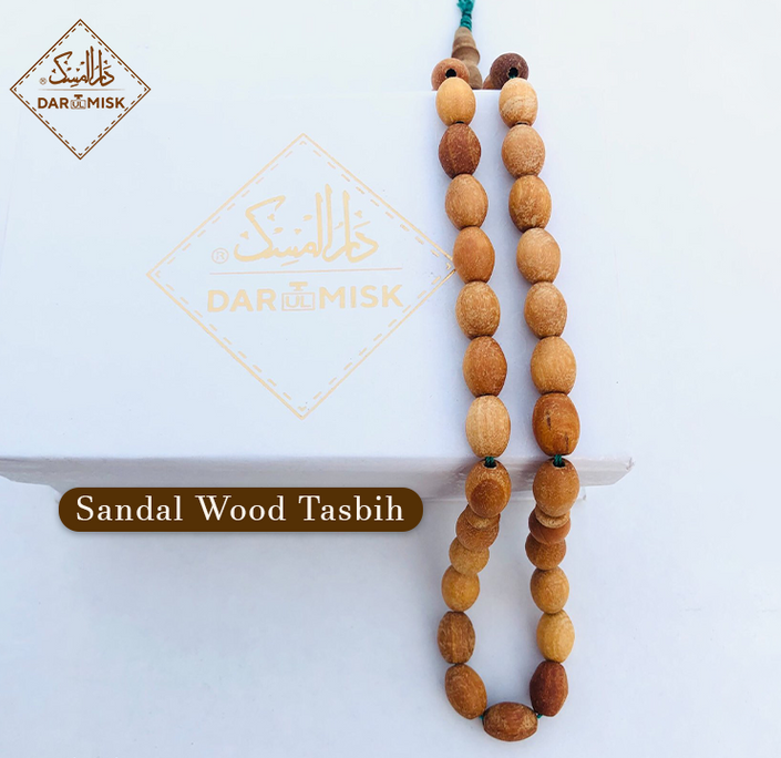 Original Sandalwood Tasbih Prayer Beads - 10mm Beads, 33 Count - Islamic Dhikr & Meditation - Perfect for Prayer, Stress Relief & Spiritual Practice