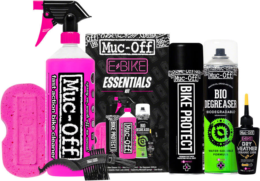 Muc Off Ebike Essentials Kit - Complete Bike Cleaning & Maintenance Set for Electric Bicycles - Perfect for Regular Cleaning, Lubrication, and Protection of E-Bike Components