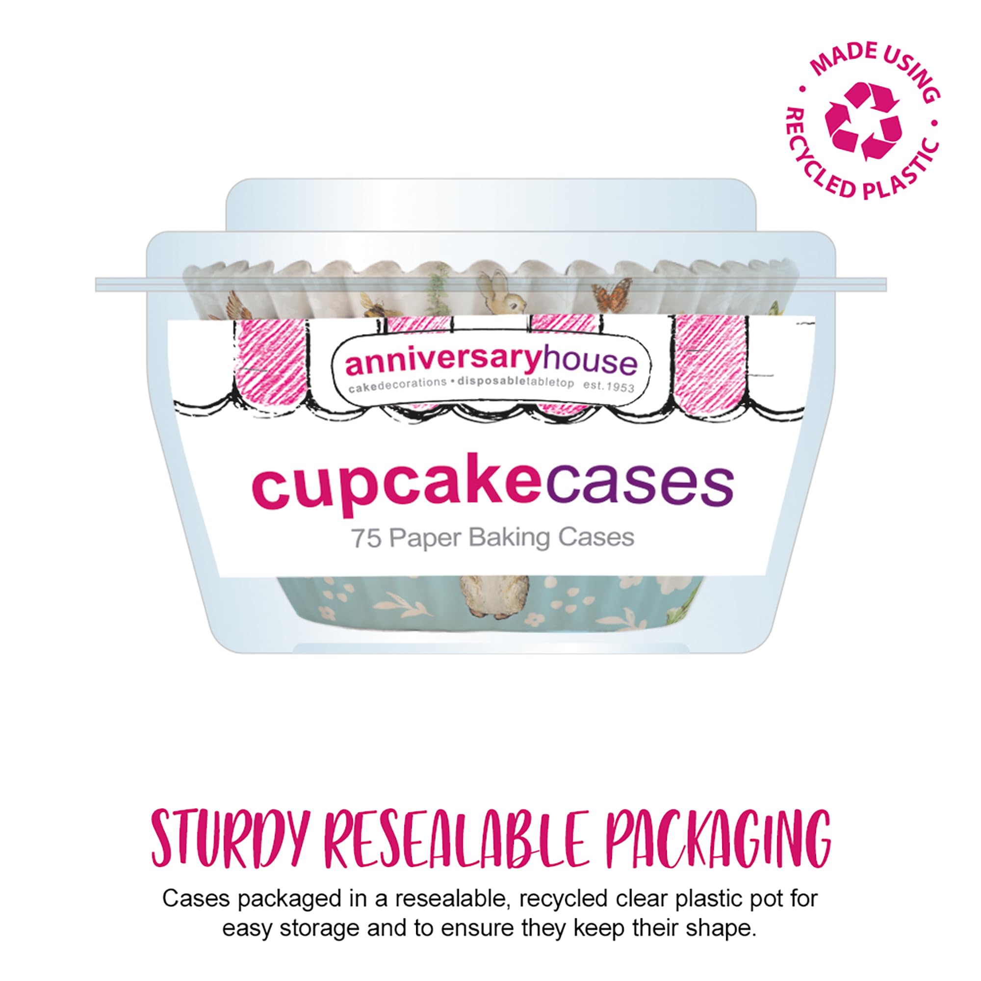 Beatrix Potter Peter Rabbit Cupcake Cases for Baking - 75 Pack | Peter Rabbit Party Decorations for Christening, Birthday, Baby Shower | Perfect for Baking, Party Favors, and Special Occasions