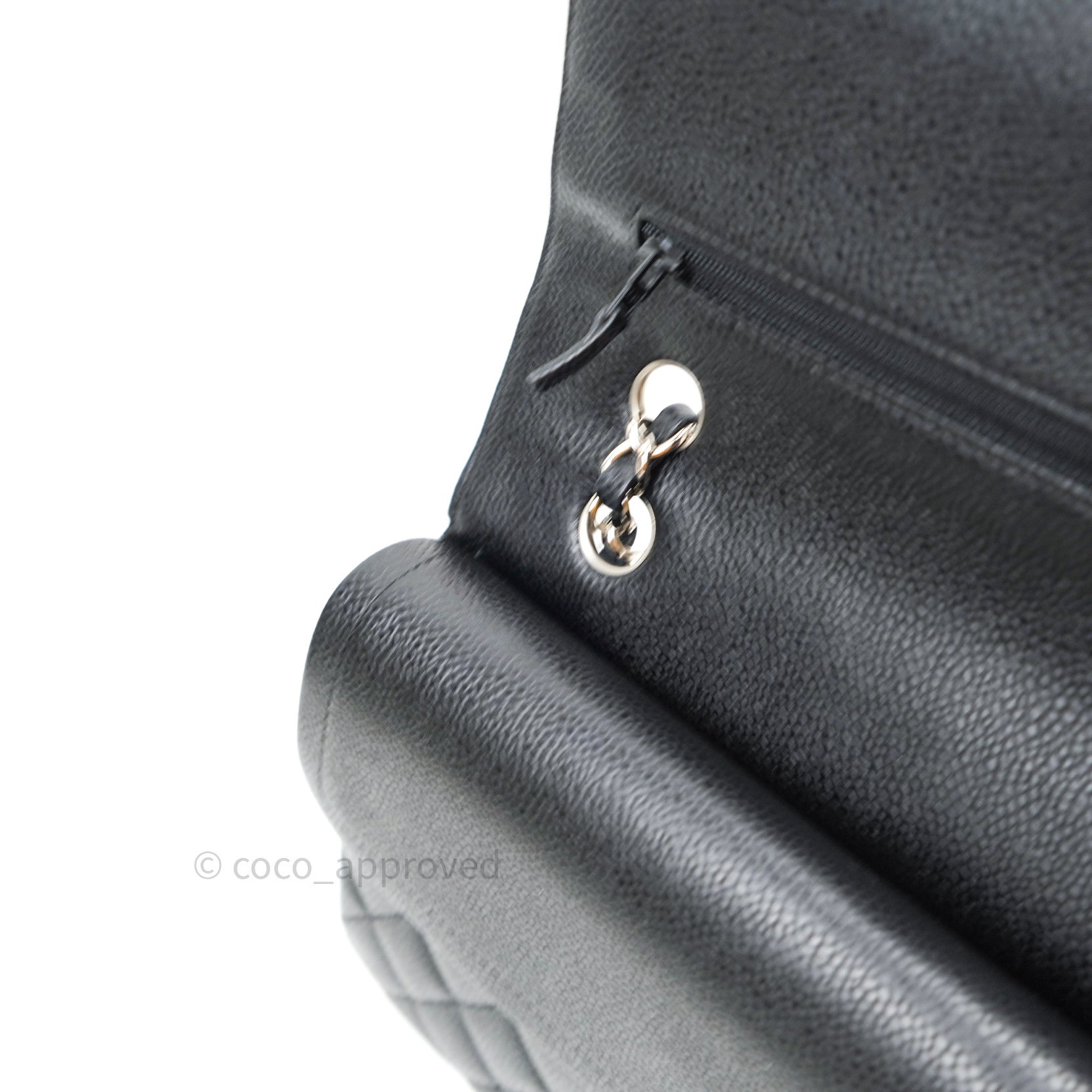 Chanel Classic Double Flap M/L Black Caviar Leather Bag with Silver Hardware - Luxury Designer Handbag for Women, Perfect for Work, Evening & Special Occasions
