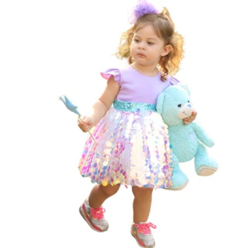 **Ariel Mermaid Costume for Girls - Turquoise Hologram Princess Dress for Birthday Party, Sea-Themed Events & Dress-Up Play (Age 5, US Kids Size)**