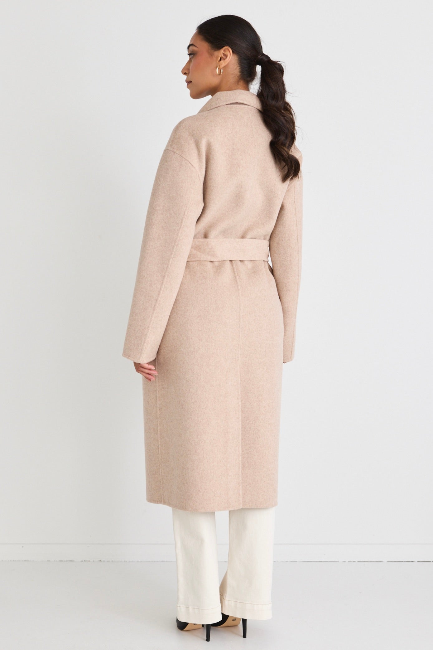 Geneva Oat Wool Blend Belted Coat - Women's Winter Trench Coat with Belt | Warm & Stylish Outerwear for Fall, Winter & Office Wear