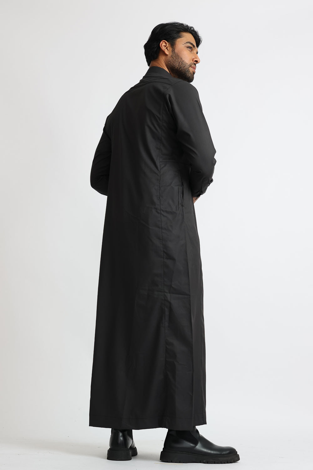 J109 Black Tuxedo Thobe for Men | Premium Formal Islamic Robe | Eid & Wedding Outfit | Perfect for Special Occasions & Religious Ceremonies