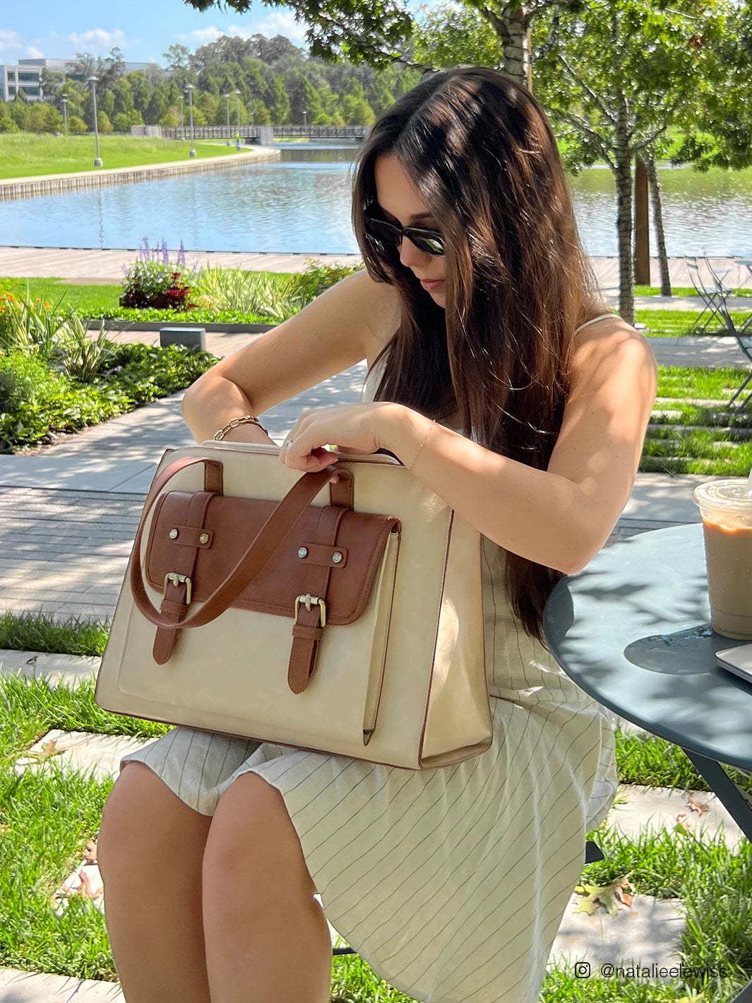 Olivia's Classic PU Leather Laptop Tote Bag for Women - 13-15.6 Inch Laptop Compartment, Stylish Work Bag for Office, Business Travel & College