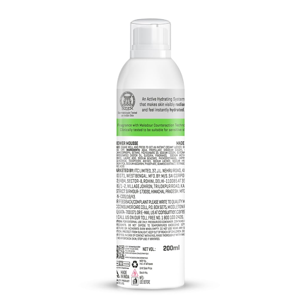 Dermafique Aqua Cloud Shower Mousse - 200ml Hydrating Body Wash for Women & Men with Seaweed Extracts & Hyaluronic Acid | Rich Foam, NMF Technology | Sensitive & Normal Skin | Dermatologist Tested | Perfect for Daily Shower & Spa Relaxation