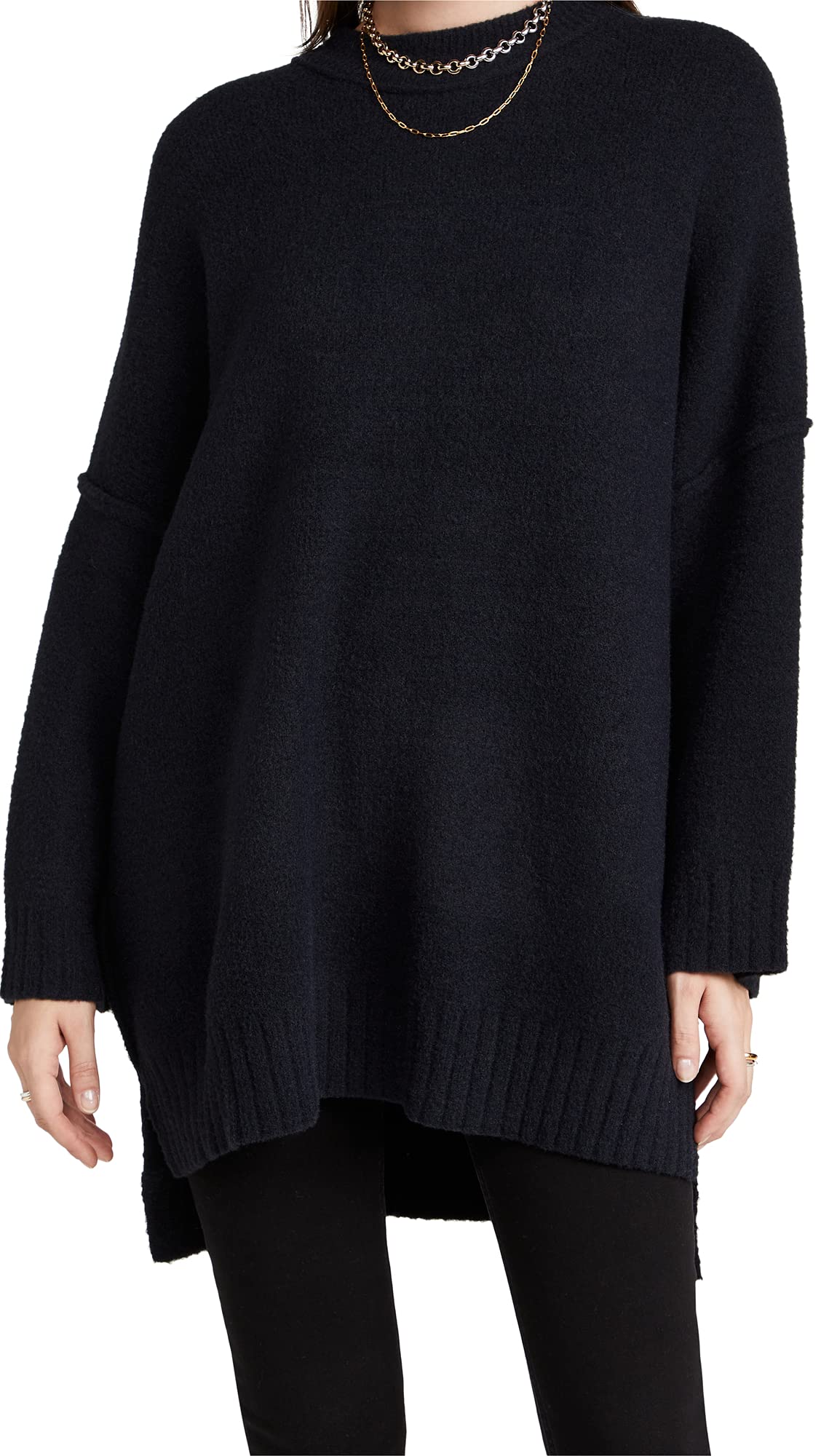 Free People Women's Peaches Tunic Top - Black XS | Boho Chic Loose Fit Blouse for Casual Wear, Layering & Beach Outfits