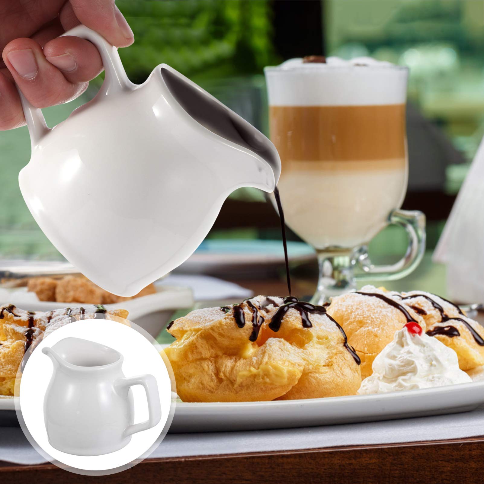 DOITOOL 190ml Ceramic Milk Frother Pitcher - Espresso Latte Art Cup, Coffee Creamer & Syrup Pitcher for Home Baristas - Perfect for Cappuccino, Latte & Hot Chocolate Making