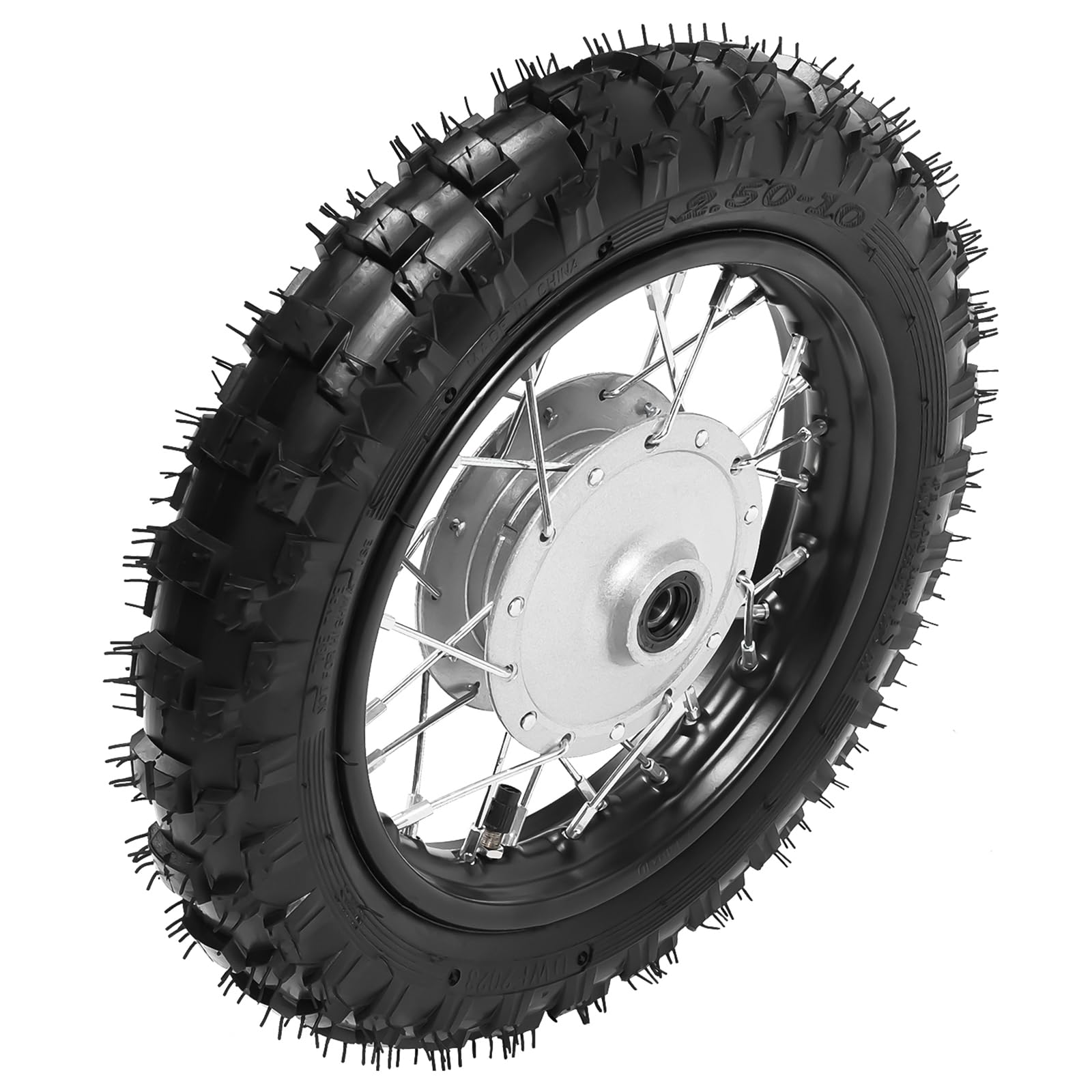 Honda CRF50 XR50 BBR KLX Dirt Bike Front & Rear Wheel Set - 2.50-10 Tire Rim with Drum Brake, Chain & Plate (16