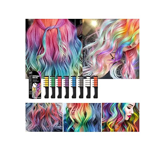 Washable Hair Chalk Comb Kit with Brush - Temporary Hair Color Dye for Kids & Adults - Fluorescent Green Non-Permanent Hair Chalk - Perfect for Halloween, Christmas Costumes & Party Dress Up