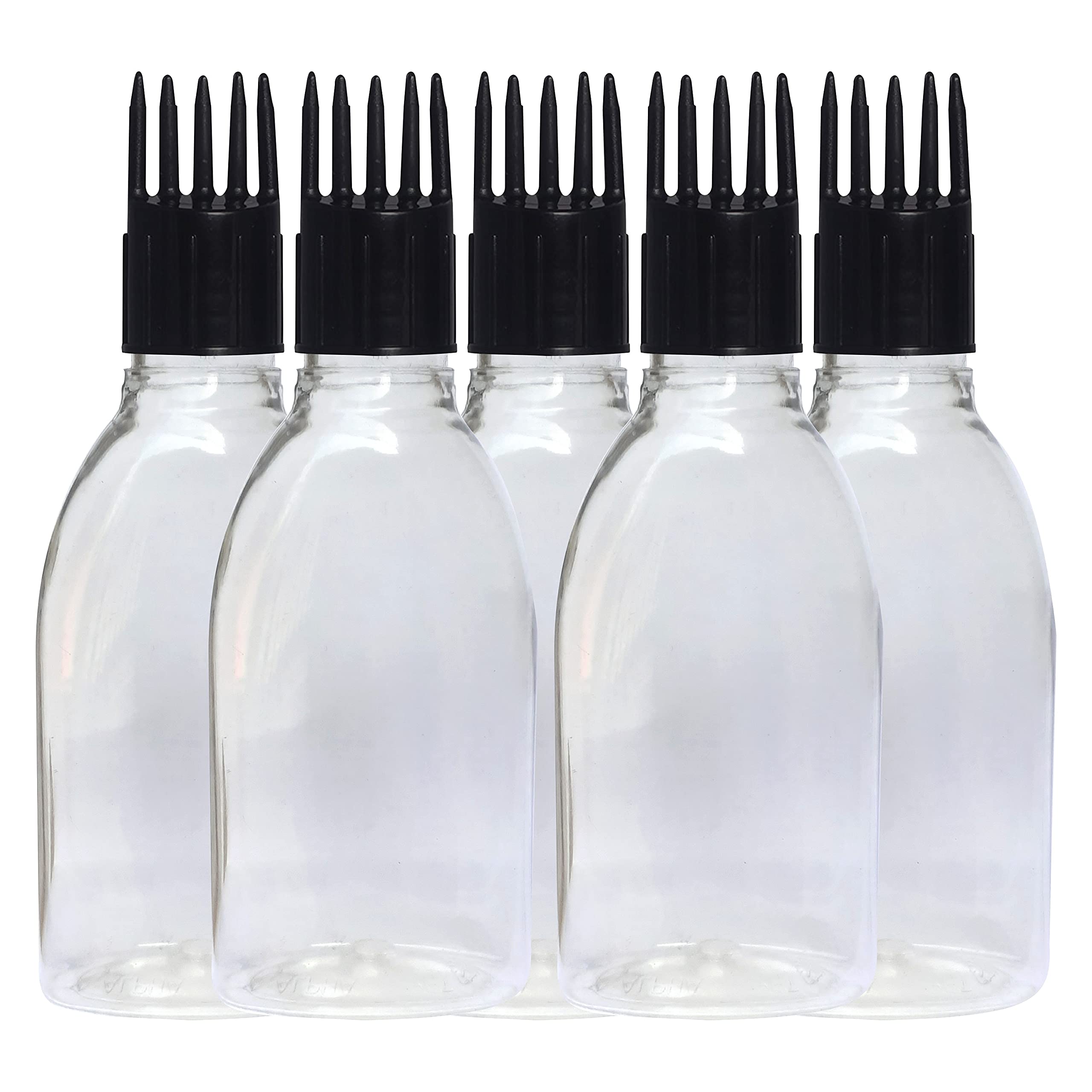 Zenvista 50ml Empty Cosmetic Bottles - Transparent Shampoo, Hair Oil, Sanitizer & Lotion Containers with Applicator Cap & Pump Dispenser (Pack of 5) - Perfect for DIY Beauty Products, Travel Size Toiletries & Home Organization