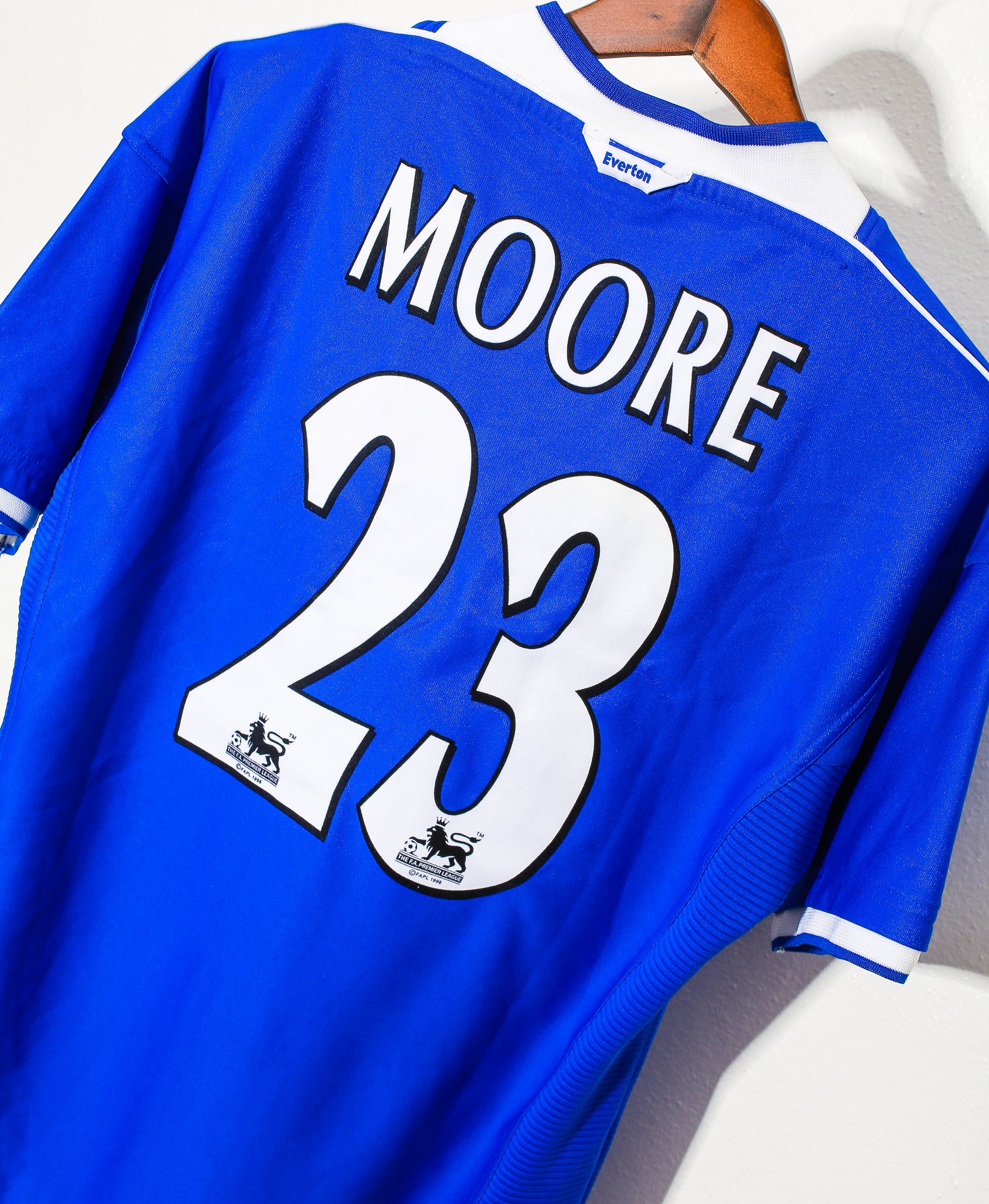 1999 Everton Home Jersey #23 Joe Max Moore (Large) - Authentic Soccer Shirt for Fans & Collectors - Perfect for Matchdays & Memorabilia Display
