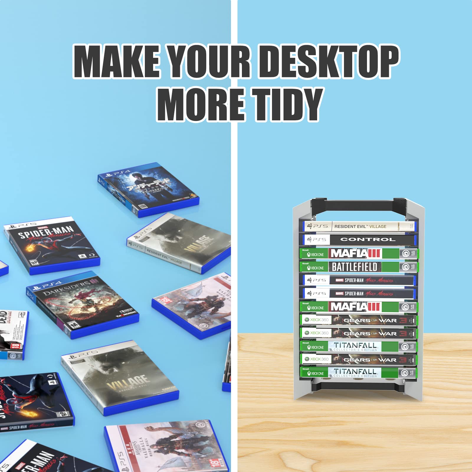PS5 Game Holder Storage - 12 Tier Vertical Organizer for PlayStation 5 Discs & Cases | Perfect for Gaming Room Organization & Media Shelf Display