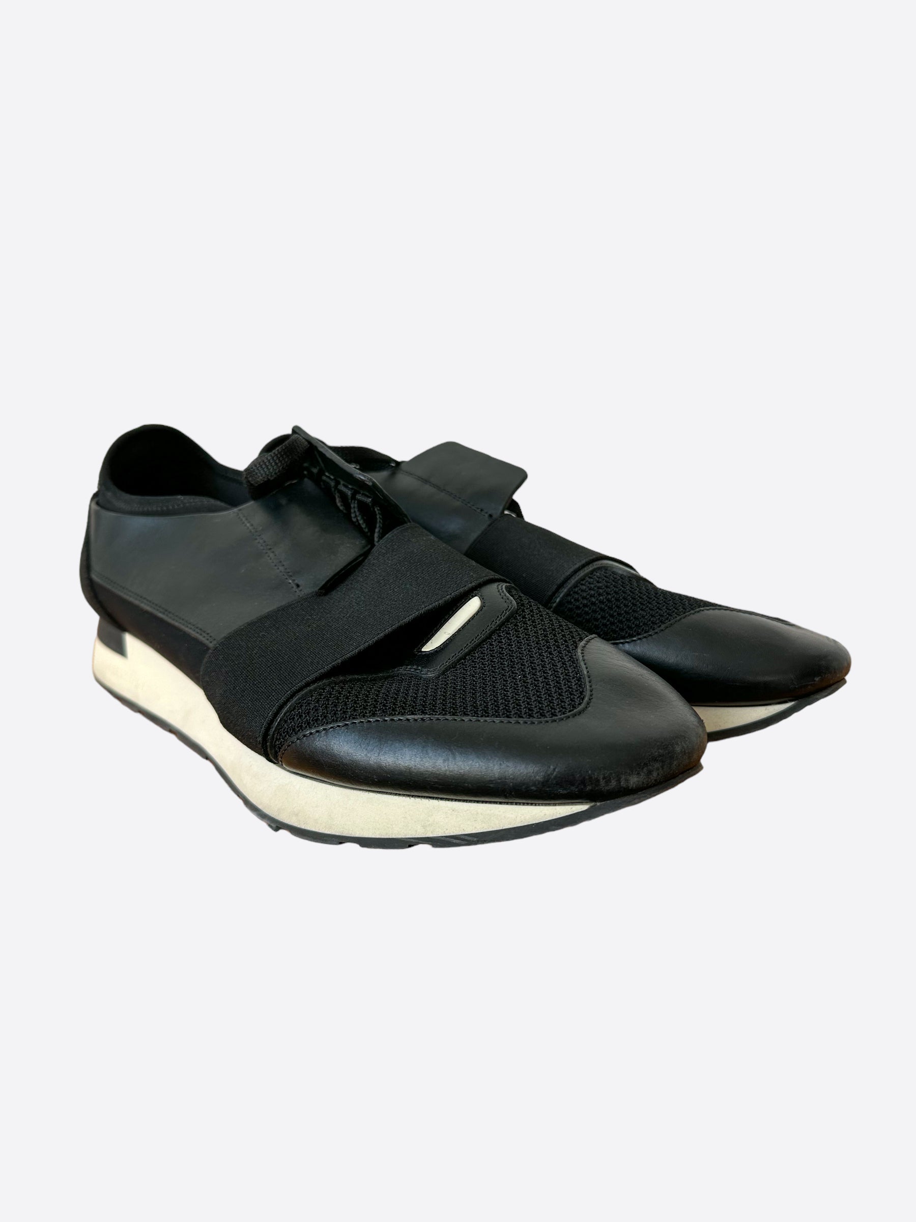 Balenciaga Black & White Race Runners Sneakers - Men's & Women's Fashion Running Shoes for Casual Wear & Street Style
