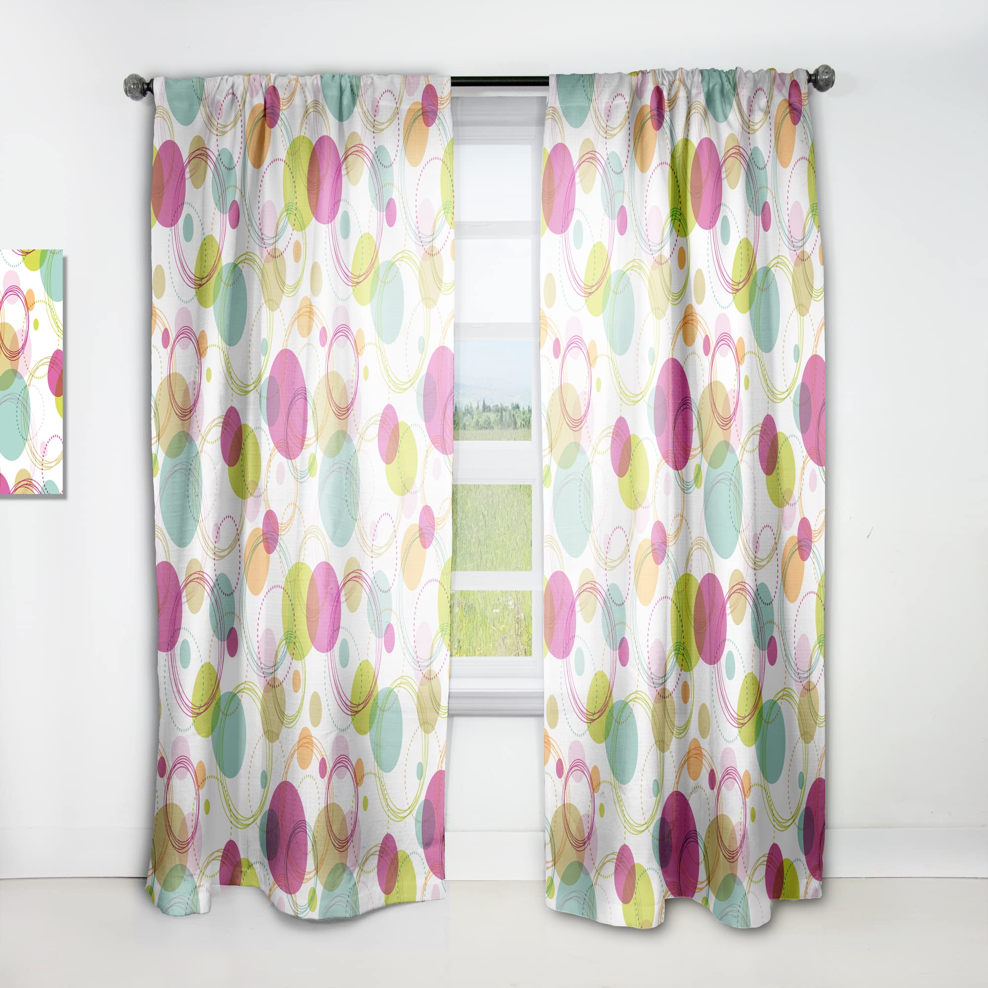 DesignQ Retro Circular Pattern Thermal Insulated Curtains - Single Panel 52x90 Inches - Blackout Drapes for Bedroom & Living Room - Perfect for Vintage Home Decor & Light Control