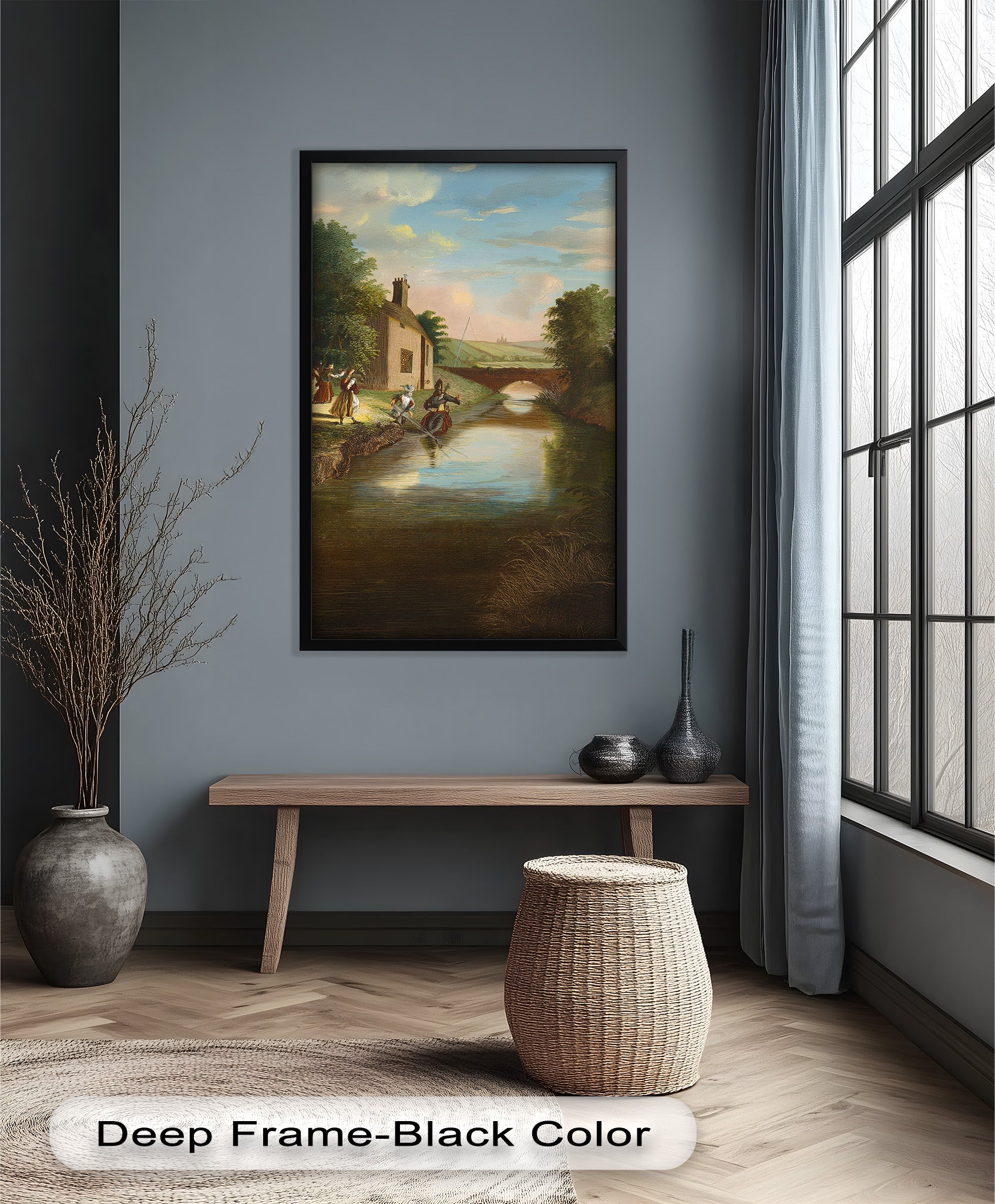 Romantic English Countryside Historic Oil Painting - A Day by the River - Perfect for Home Decor, Living Room Wall Art & Gift Ideas