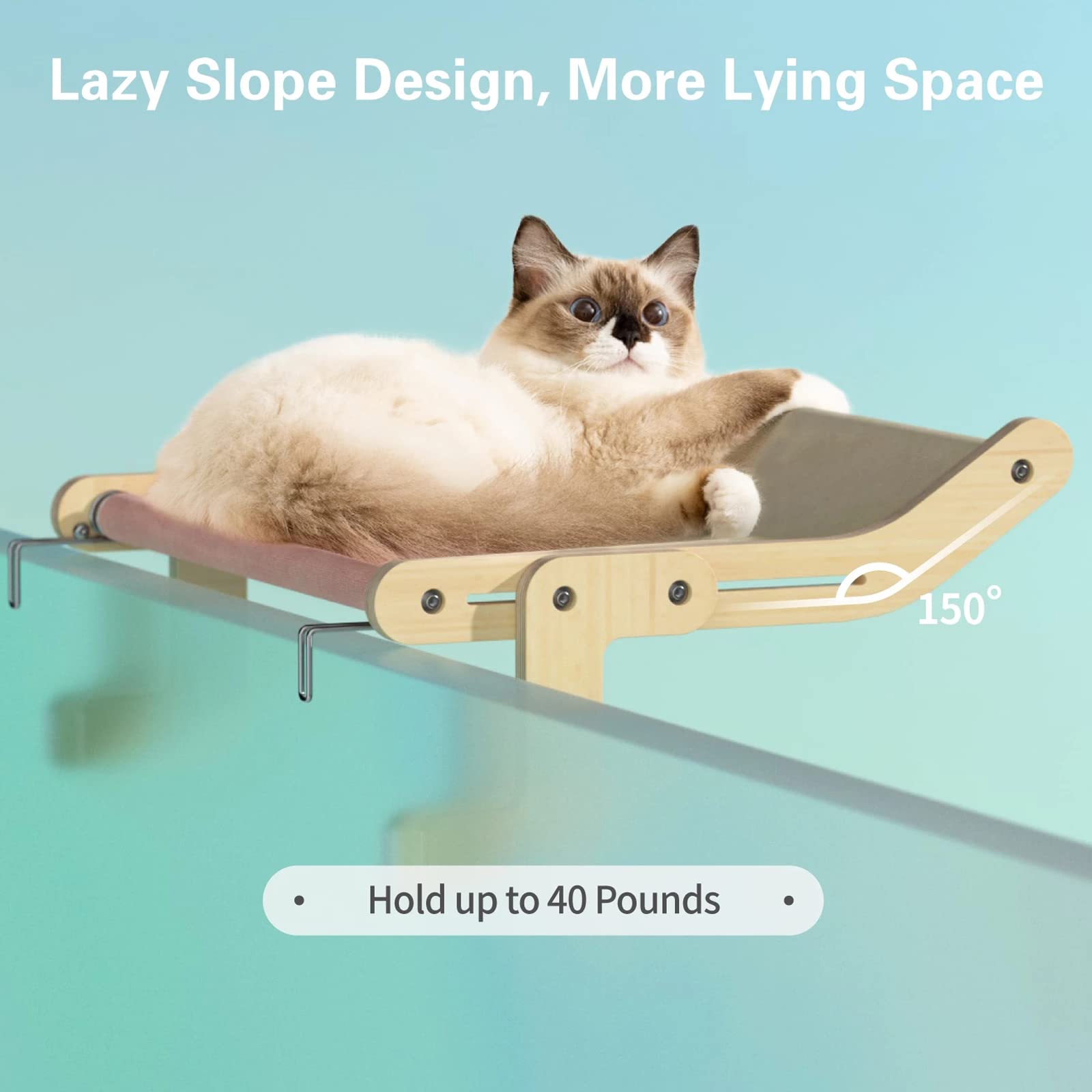 Premium Cat Window Perch - Sturdy Cat Bed Hammock & Window Seat for Indoor Cats - No Drilling Space-Saving Cat Shelf Holds 40 lbs - Perfect for Sunny Naps & Bird Watching