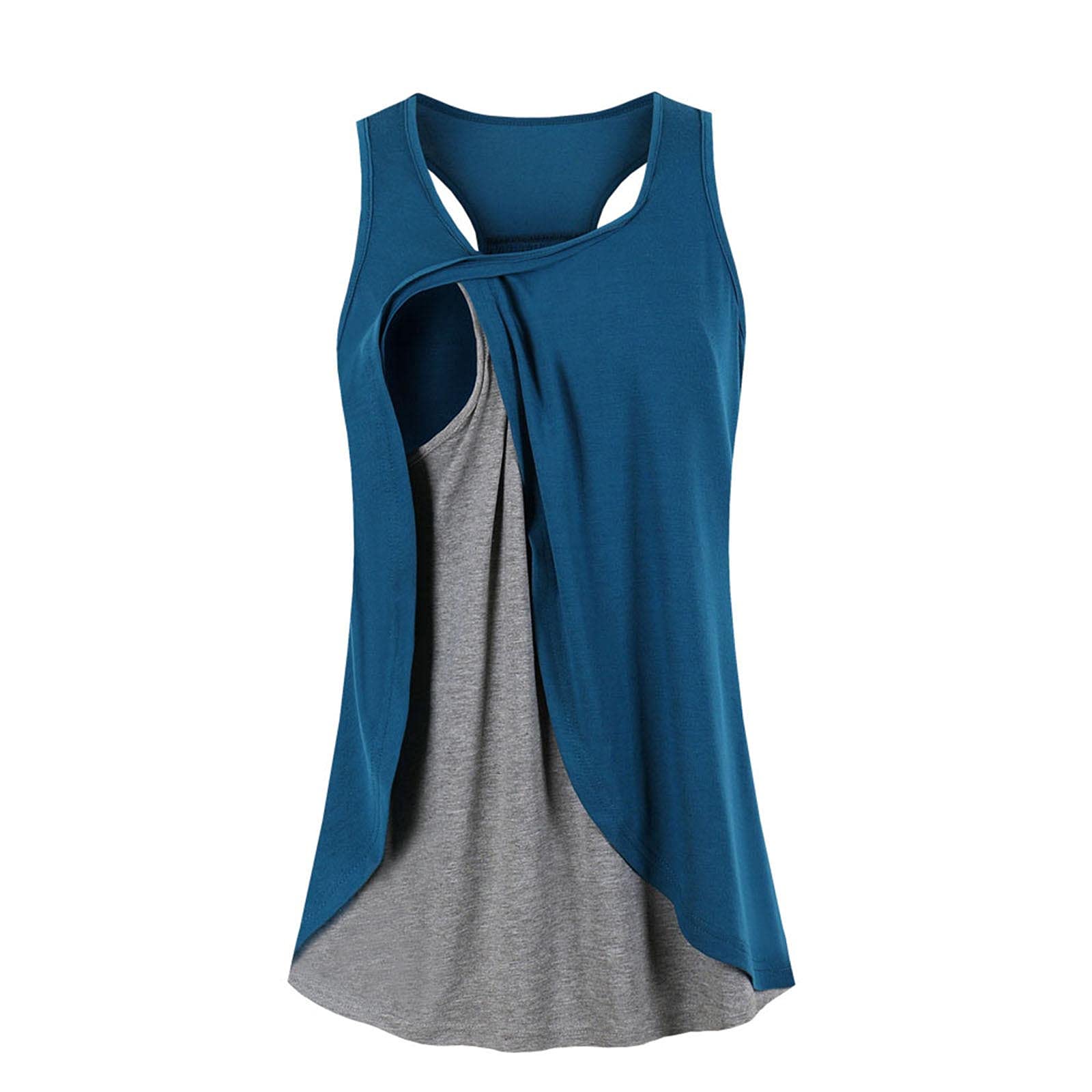 Nursing Racerback Tank Tops for Breastfeeding Moms - Double Layer Maternity Tunic Tops, Sleeveless Pregnancy Shirts for Summer - Perfect for Nursing, Lounging & Outdoor Activities