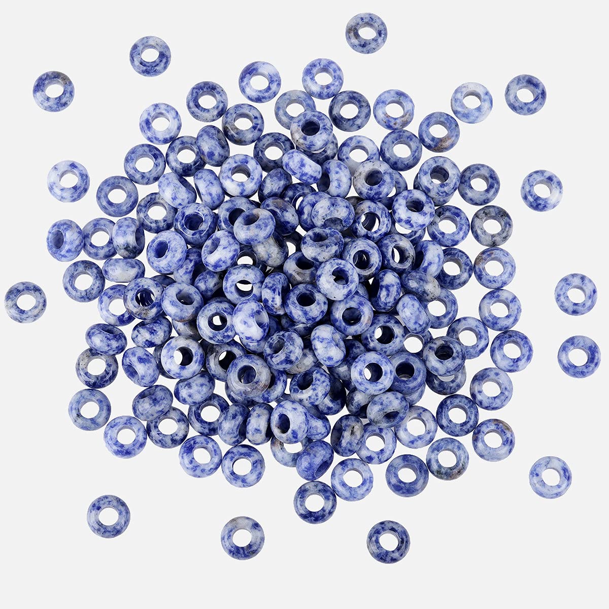 25 Pcs Sodalite Large Hole Beads - 8x14mm Rondelle Gemstone Loose Beads for Jewelry Making, DIY Bracelets, Macrame Projects & Crafts - Perfect for Necklaces, Earrings & Boho Home Decor