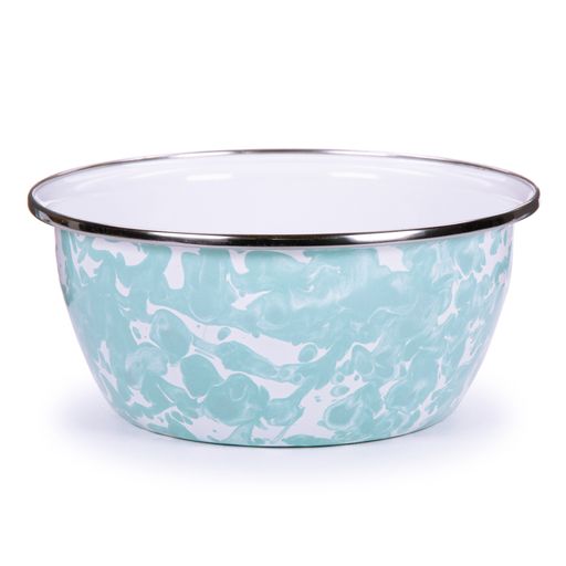 4-Piece Sea Glass Swirl Enamelware Bowl Set - Durable Ceramic Bowls for Cereal, Salad, Soup & Desserts - Perfect for Kitchen, Dining & Outdoor Picnics