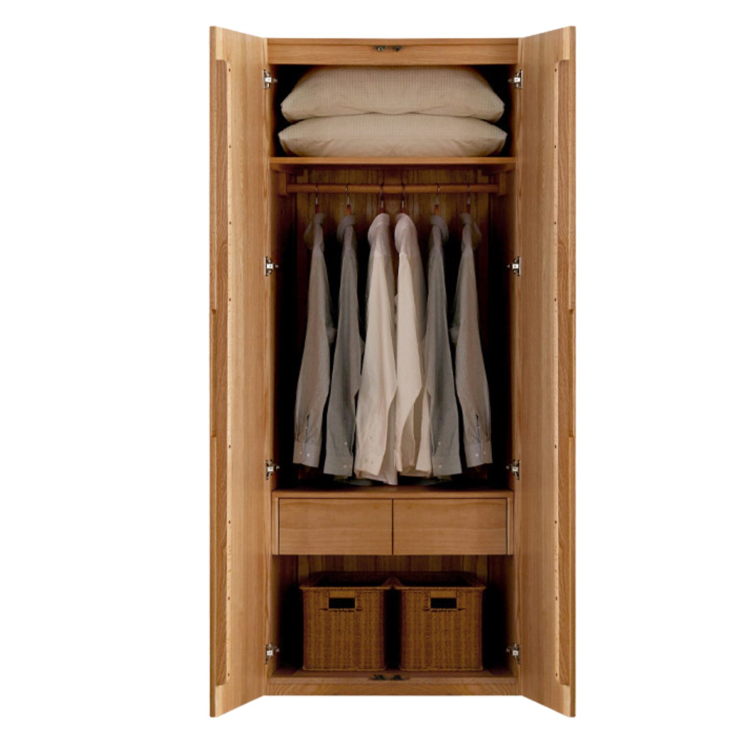 Solid Oak Wood Wardrobe - Premium Quality, Spacious Storage for Bedroom, Closet & Home Organization