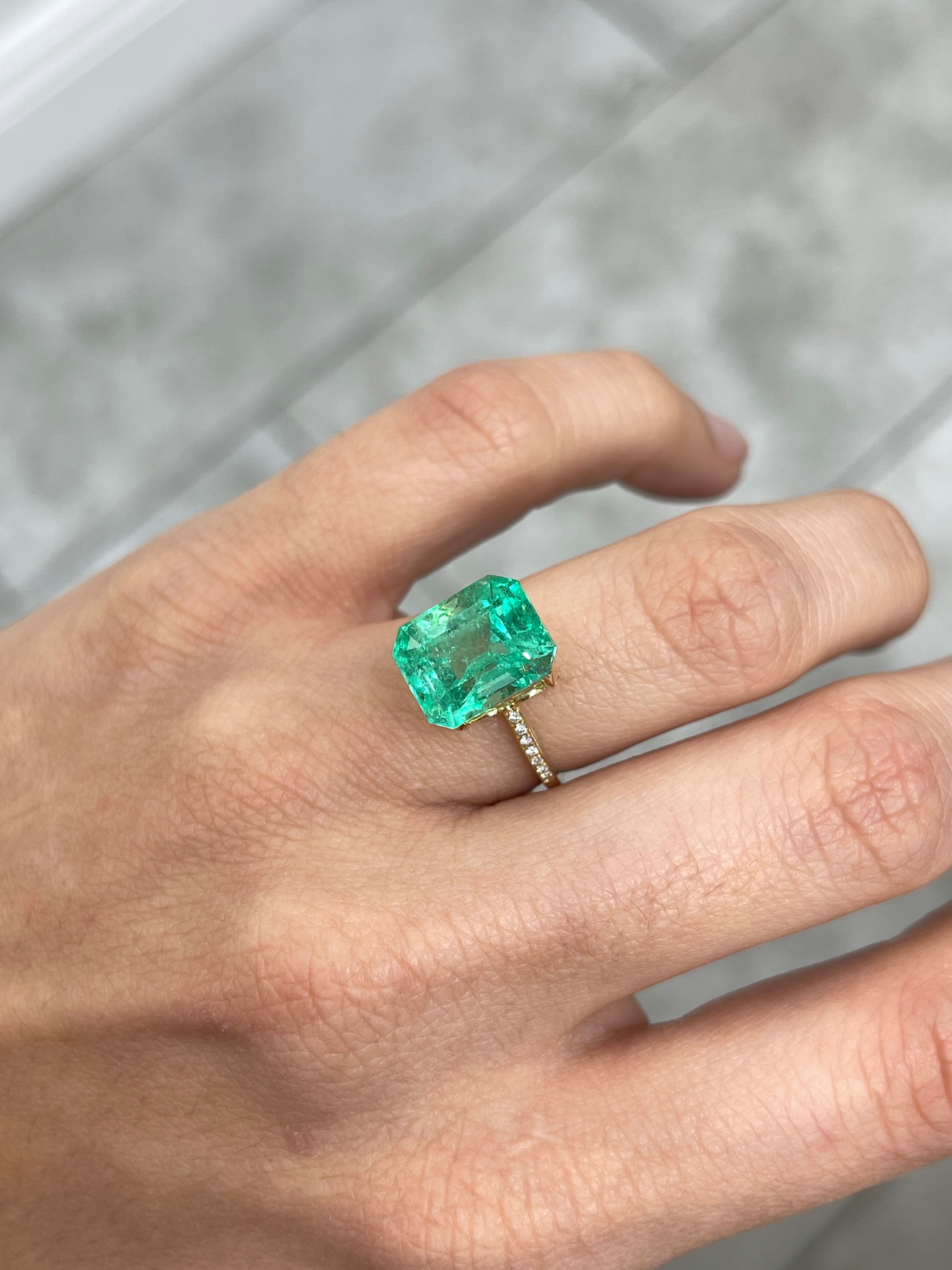 6.79 Carat 12x10mm Natural Loose Colombian Emerald - Classic Emerald Cut, Ethically Sourced, AAA Quality Green Gemstone for Jewelry Making, Engagement Rings & Luxury Gifts