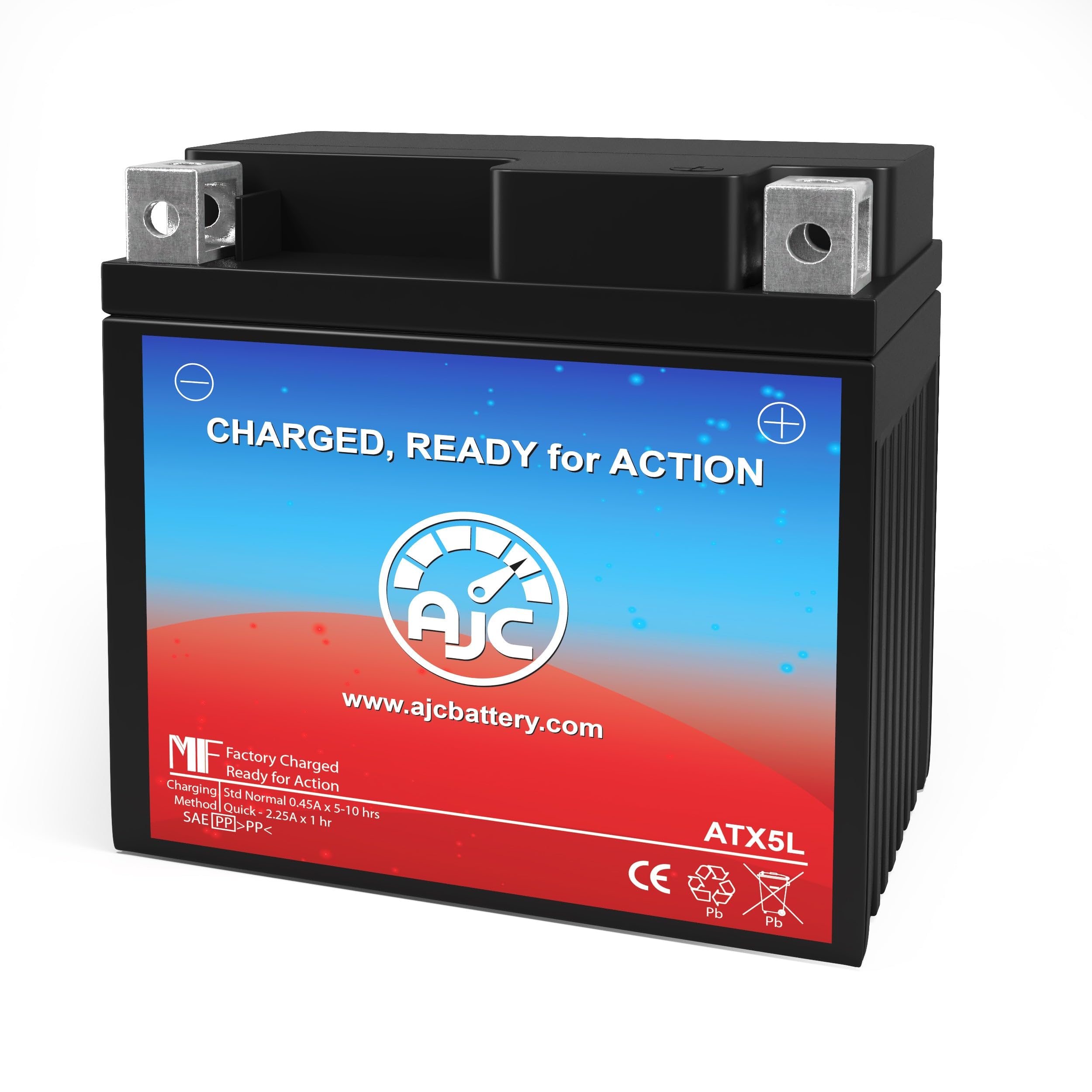 AJC Replacement Battery Compatible with Power Sonic PTX5L-BS - 12V 5Ah Sealed Lead Acid Powersports Battery for ATV, Motorcycle, Scooter - Maintenance-Free & Reliable Power Solution