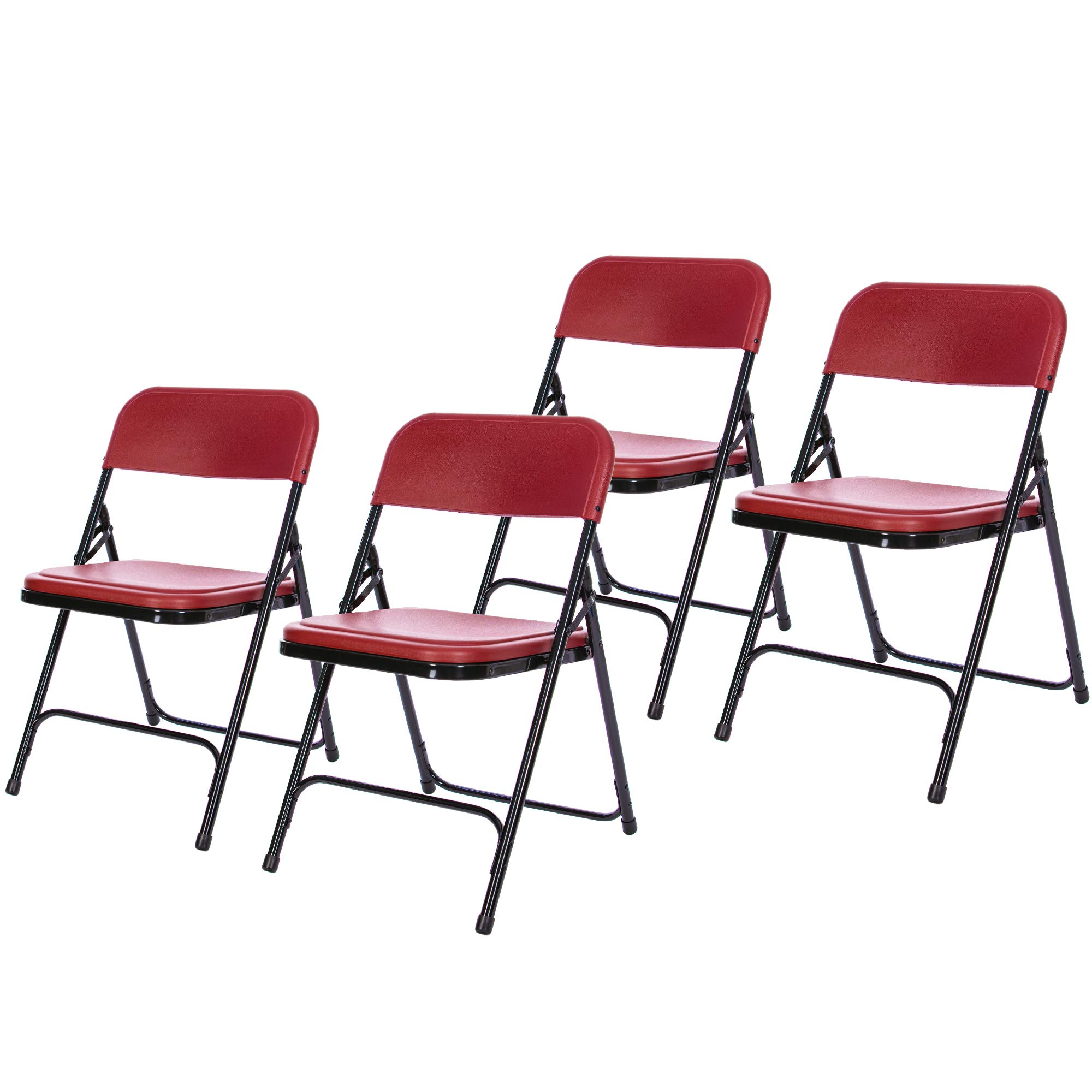 OEF Furnishings Premium Lightweight Plastic Folding Chair - Burgundy Red, Portable & Sturdy for Indoor/Outdoor Use - Perfect for Parties, Camping, Picnics & Events