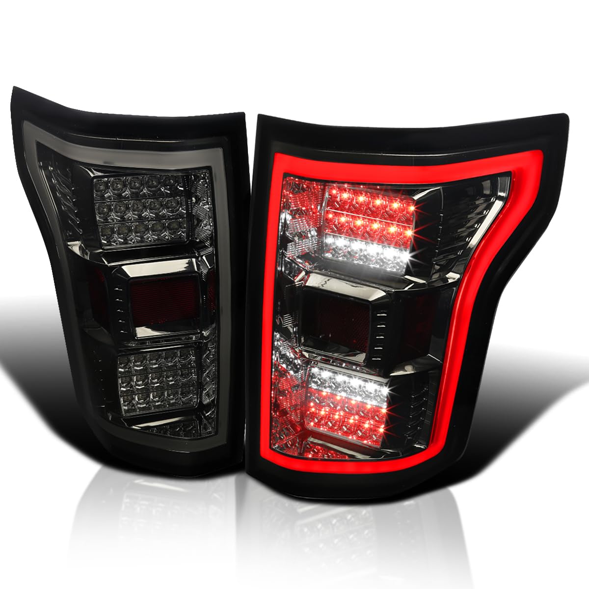 Spec-D Tuning Smoke LED Tail Lights for 2015-2017 Ford F-150 - Left & Right Pair Assembly - Durable & Stylish Upgrade for Truck Enthusiasts - Perfect for Night Driving & Custom Builds