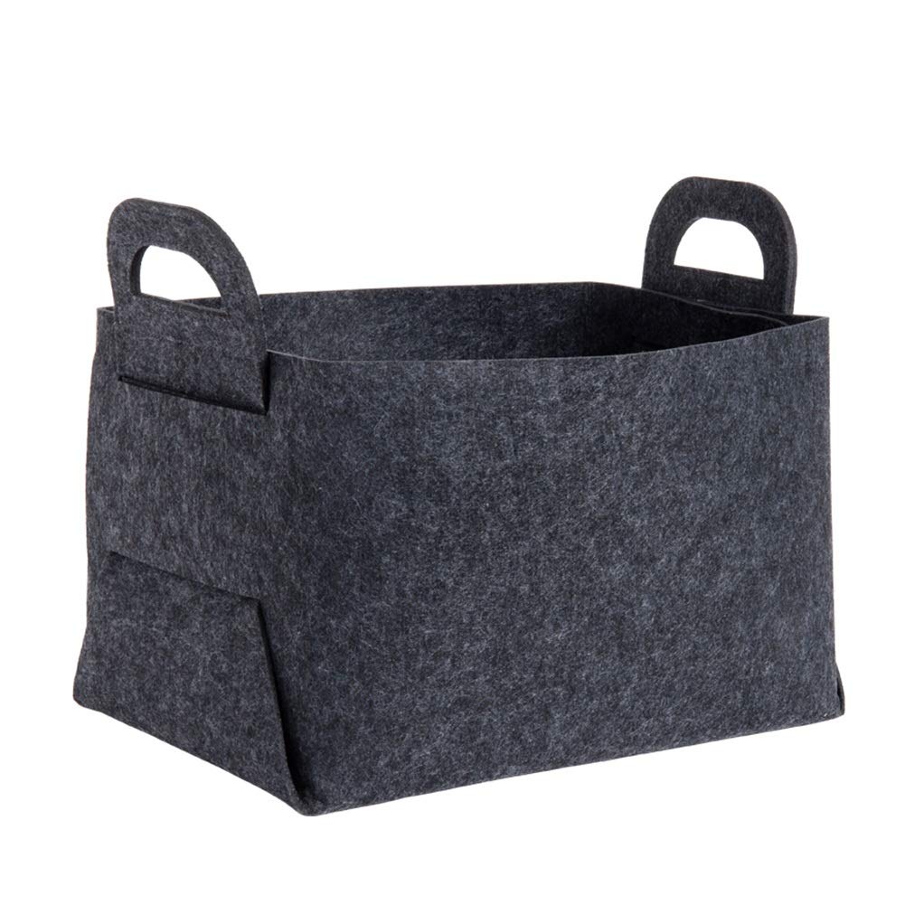 Nordic Felt Laundry Basket - Foldable Storage Hamper for Clothes, Toys & Household Items | Black Collapsible Organizer (36x25.5x29.5cm) - Perfect for Bedroom, Nursery & Laundry Room Organization