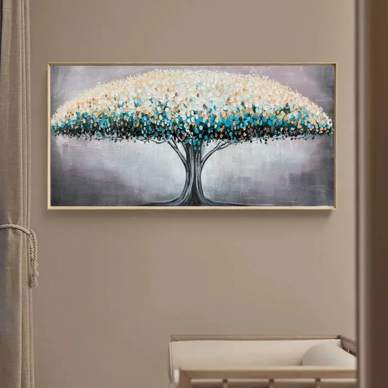Flower and Tree Painting #FT022 - Handmade Canvas Wall Art for Home Decor, Living Room, Bedroom & Office