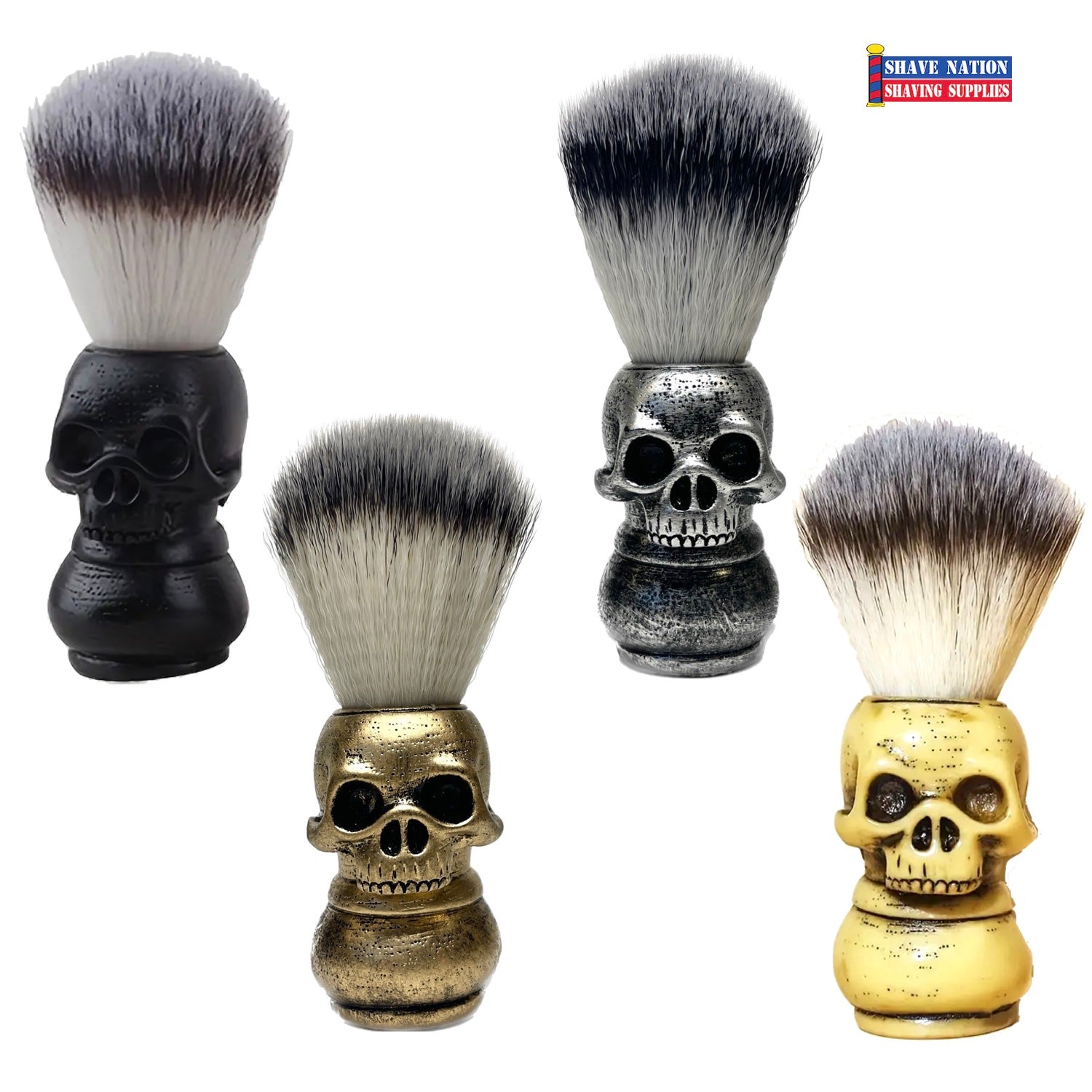 Premium Synthetic Shaving Brush with Ergonomic Skull Handle - Soft Bristles for Smooth Shaving - Perfect for Wet Shaving & Travel Grooming Kits