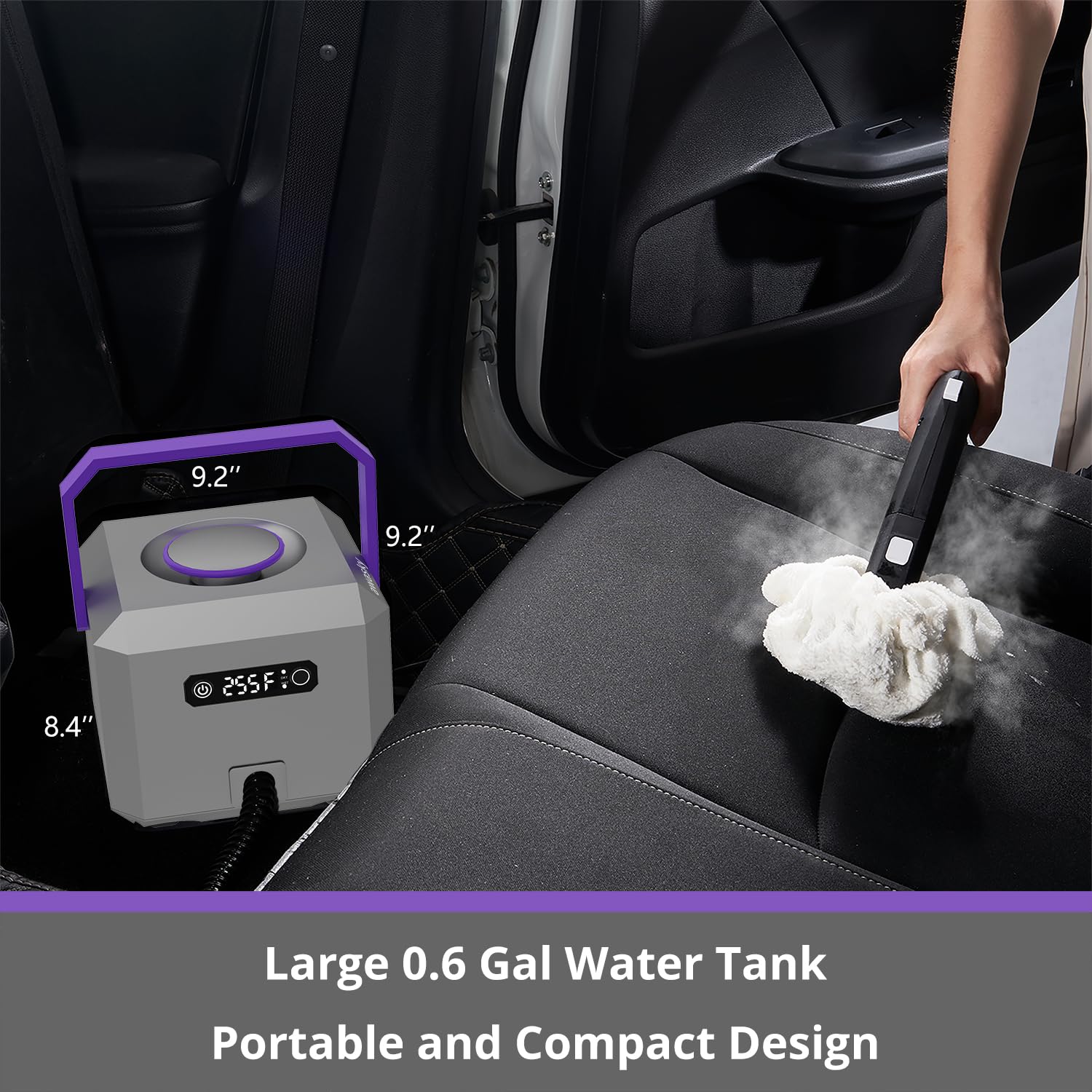**Awasky Portable Handheld Steam Cleaner - 50-Second Fast Heat Up, Detachable Hose, Multi-Surface Steamer for Home, Car, Furniture, Tile & Grout Cleaning (Grey) - Perfect for Deep Cleaning Upholstery, Floors & Bathrooms**