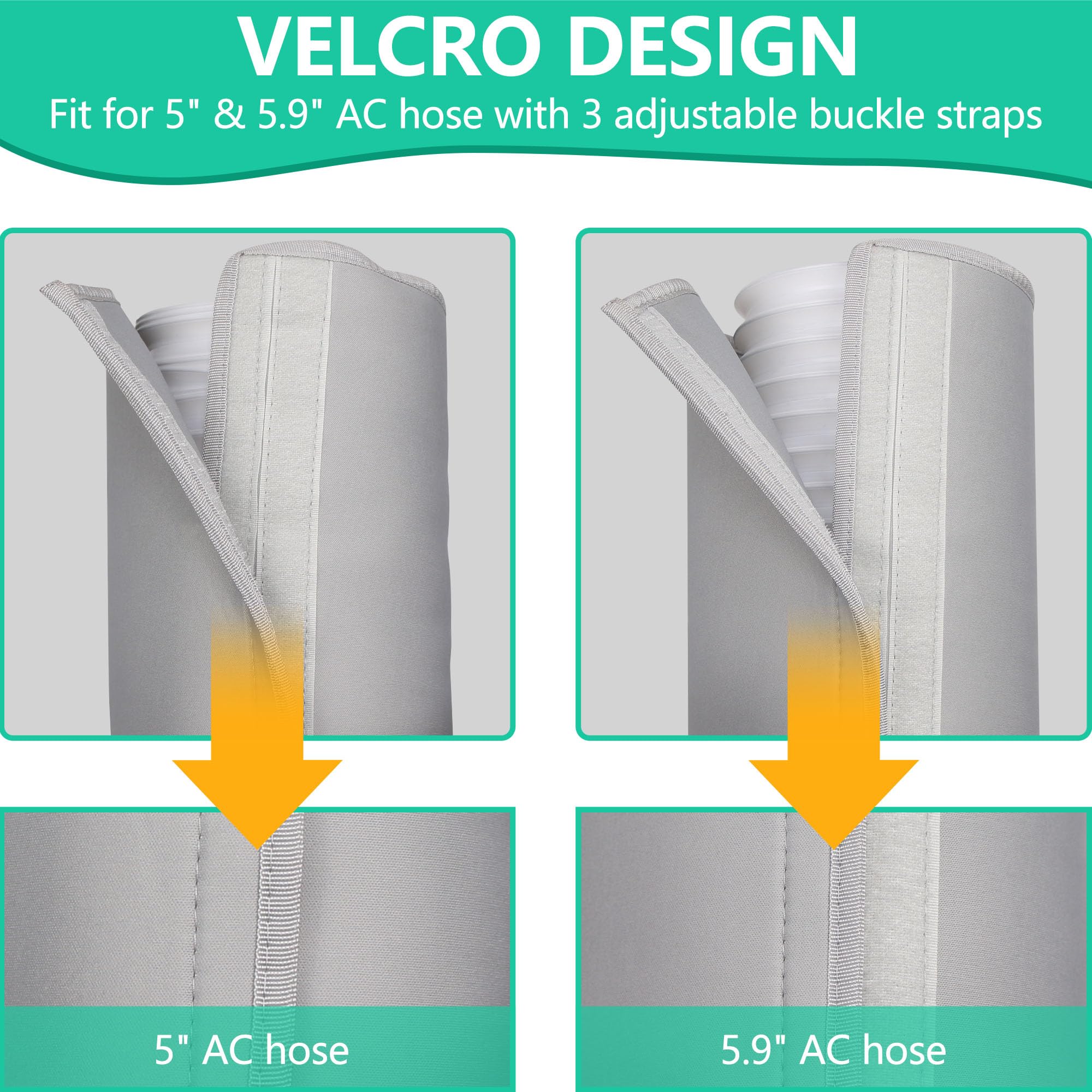 2 Packs Portable Air Conditioner Hose Cover - Insulated AC Hose Duct Vent Sleeve for 5